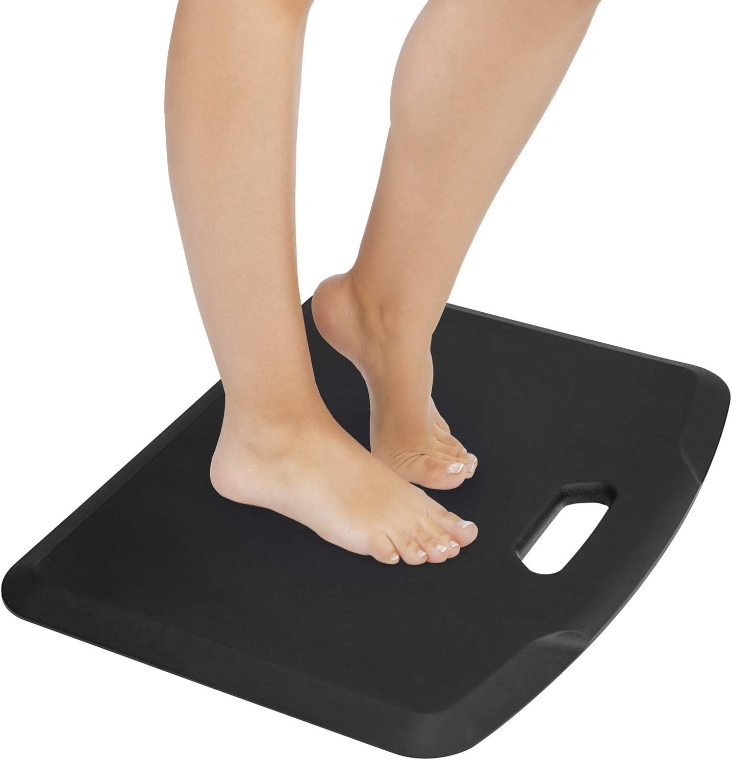 image:imageMountIt Standing Desk Floor Mat Red Standing Comfort Mat for Standing Desk Home Office Kitchen Garage AntiSlip Washable Surface 18x22 Rubberized Gel FoamBlack