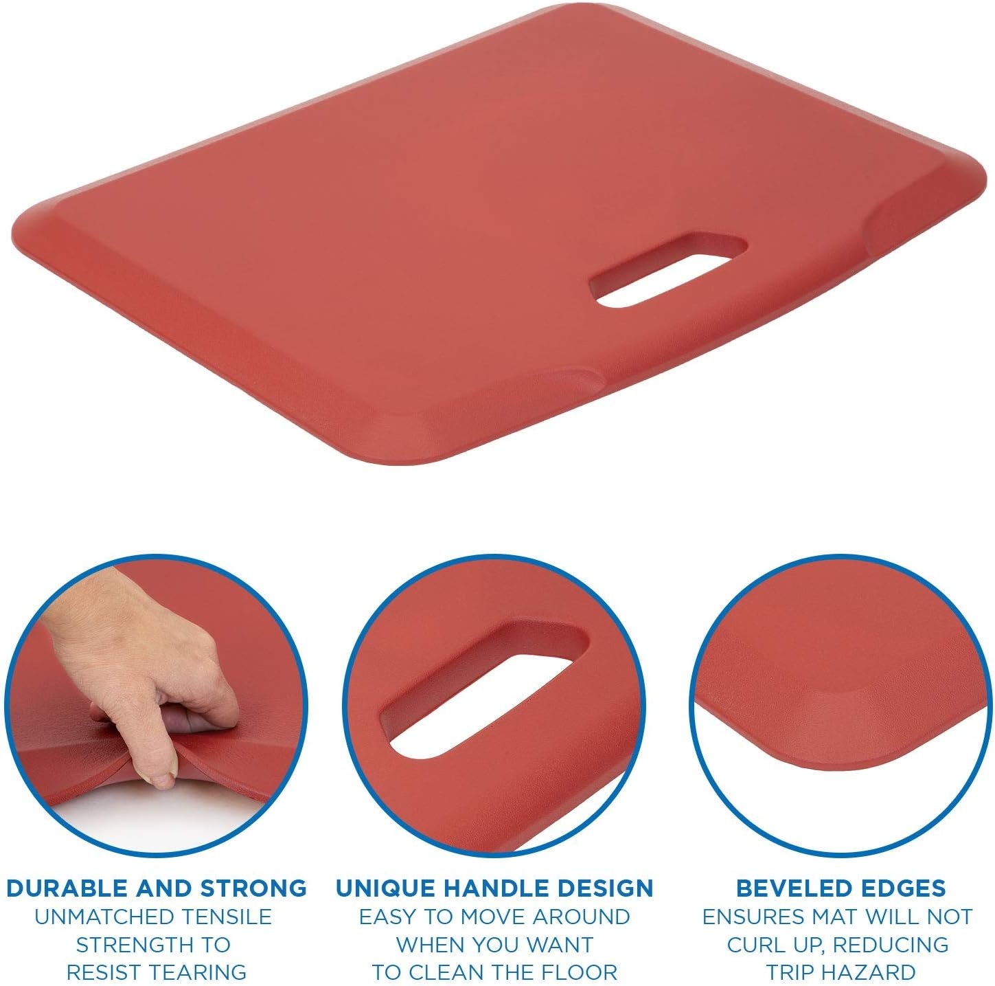 image:imageMountIt Standing Desk Floor Mat Red Standing Comfort Mat for Standing Desk Home Office Kitchen Garage AntiSlip Washable Surface 18x22 Rubberized Gel FoamRed