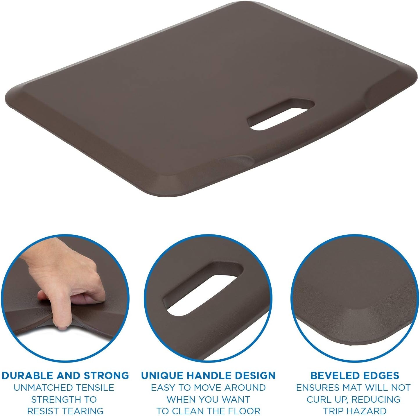 image:imageMountIt Standing Desk Floor Mat Red Standing Comfort Mat for Standing Desk Home Office Kitchen Garage AntiSlip Washable Surface 18x22 Rubberized Gel FoamBrown