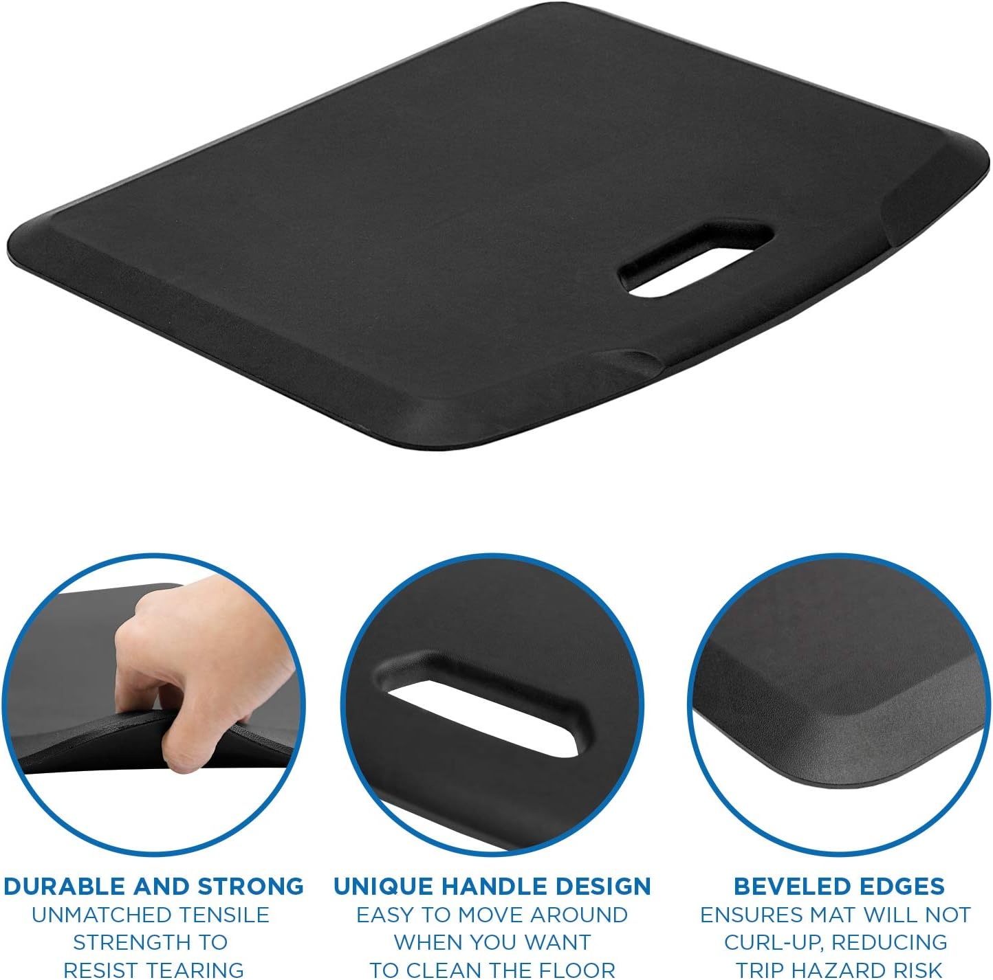 image:imageMountIt Standing Desk Floor Mat Red Standing Comfort Mat for Standing Desk Home Office Kitchen Garage AntiSlip Washable Surface 18x22 Rubberized Gel FoamBlack