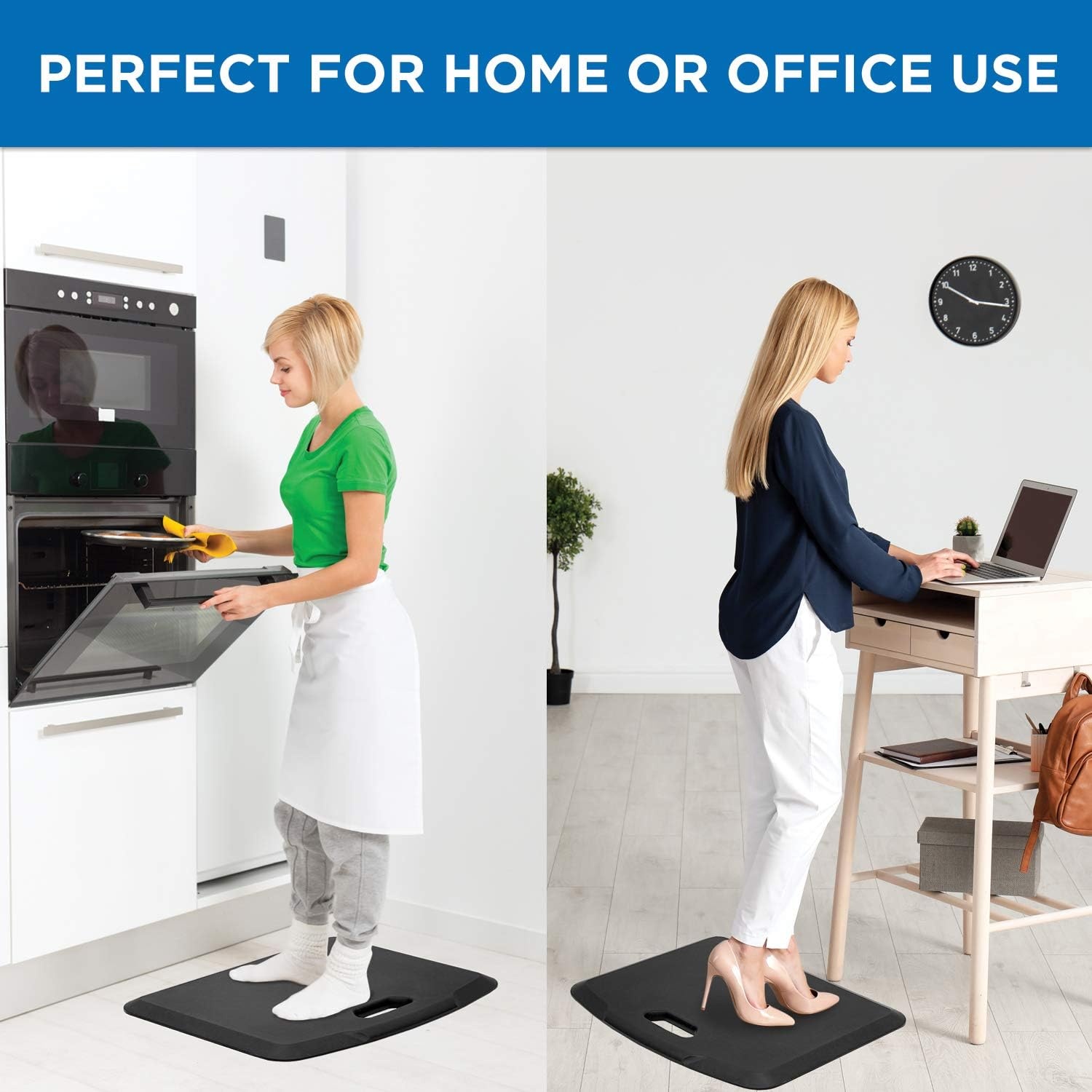 image:imageMountIt Standing Desk Floor Mat Red Standing Comfort Mat for Standing Desk Home Office Kitchen Garage AntiSlip Washable Surface 18x22 Rubberized Gel FoamBlack