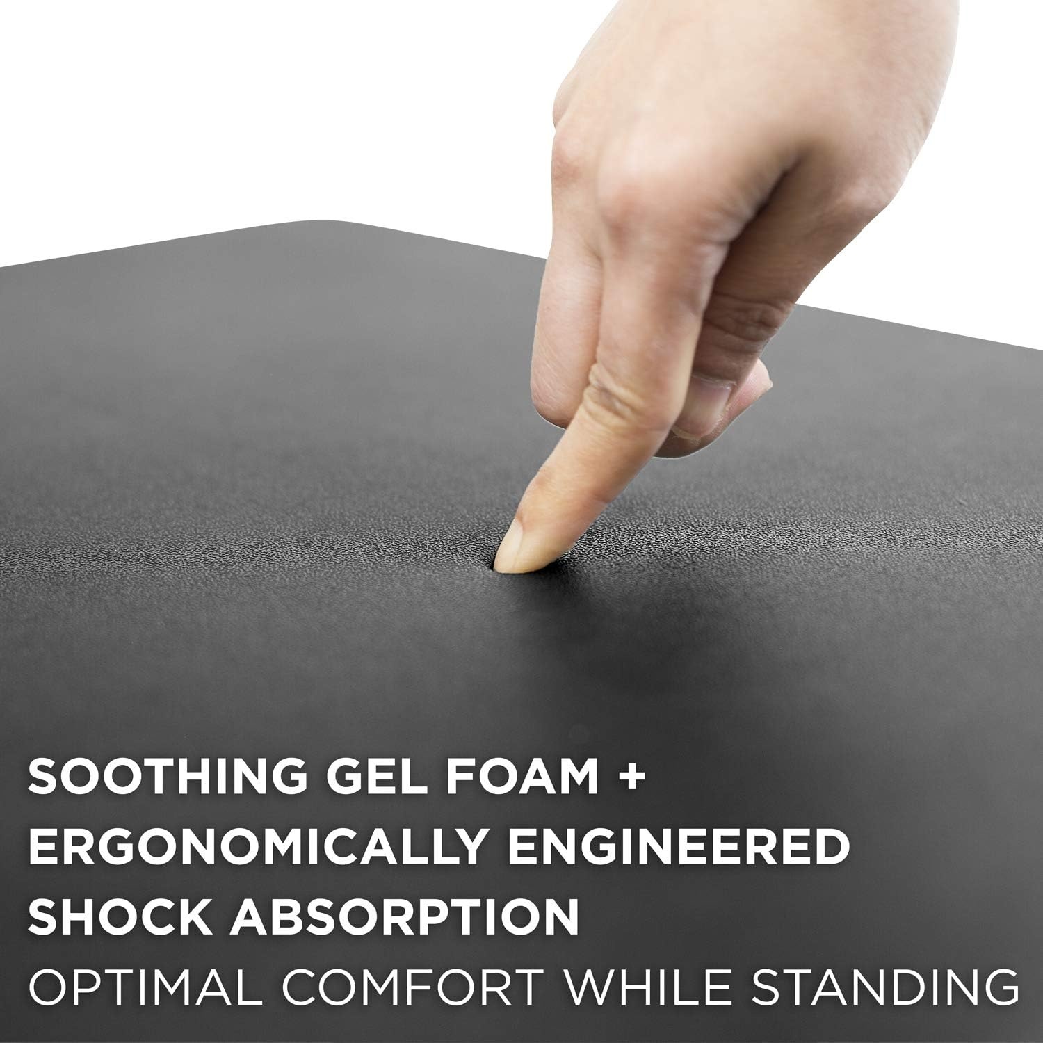 image:imageMountIt Standing Desk Floor Mat Red Standing Comfort Mat for Standing Desk Home Office Kitchen Garage AntiSlip Washable Surface 18x22 Rubberized Gel FoamBlack