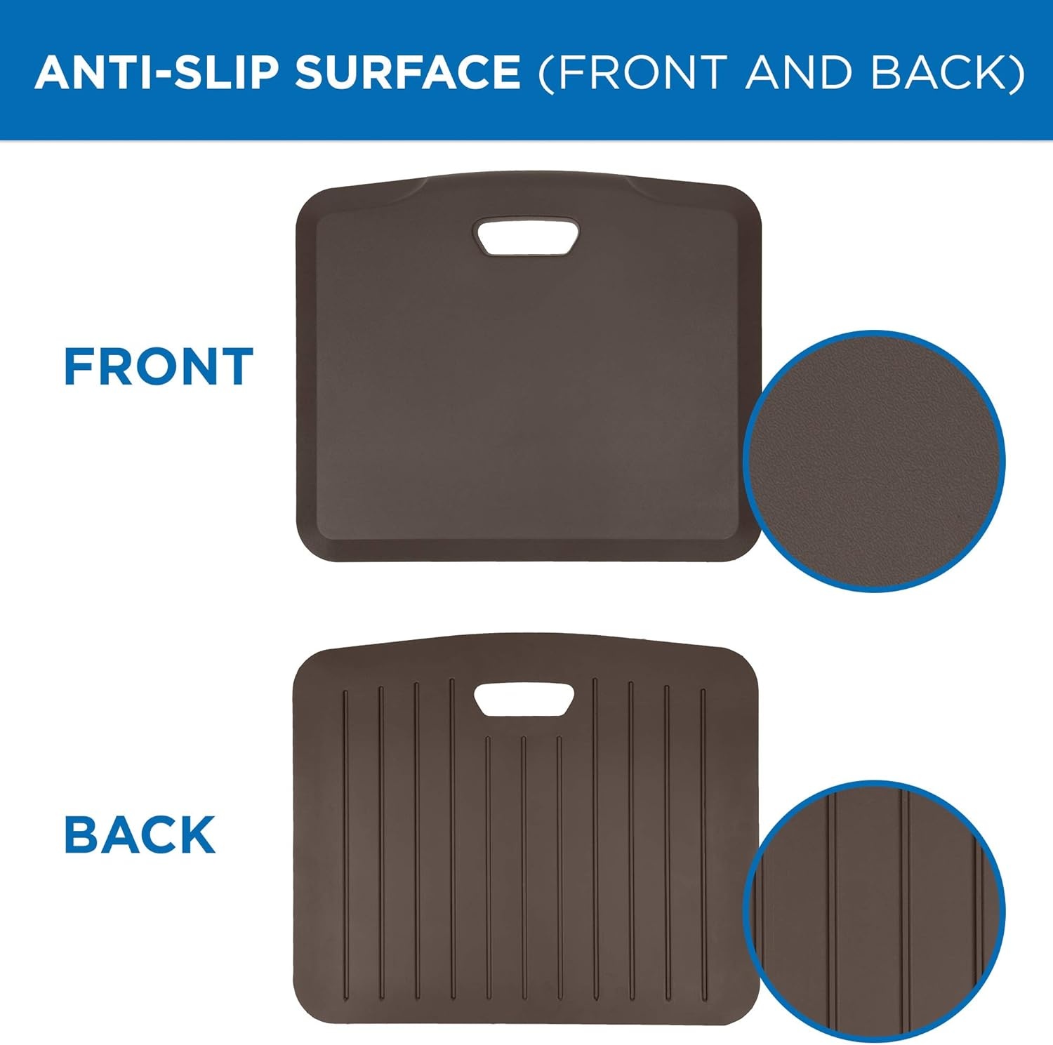 image:imageMountIt Standing Desk Floor Mat Red Standing Comfort Mat for Standing Desk Home Office Kitchen Garage AntiSlip Washable Surface 18x22 Rubberized Gel FoamBrown