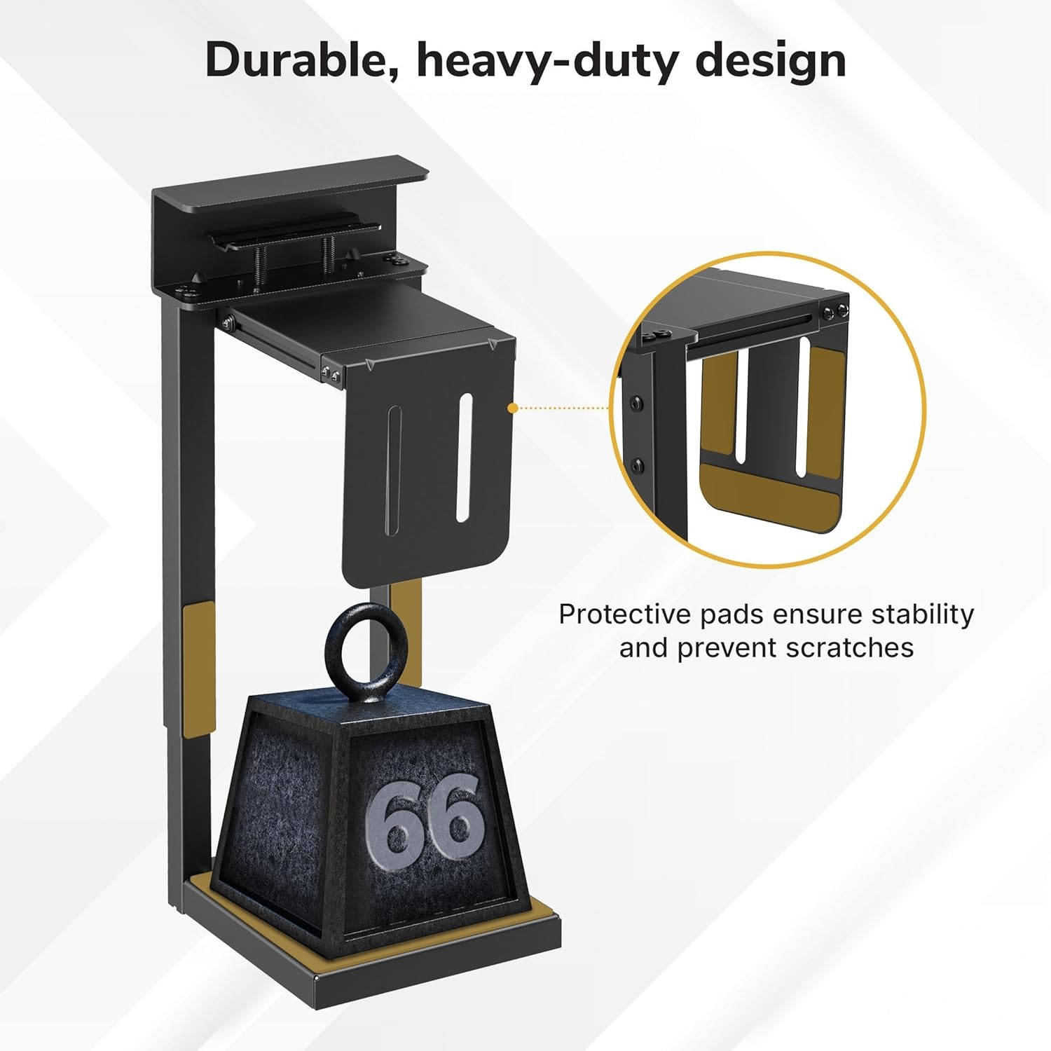 image:imageMountIt Under Desk PC Mount for Standing Desk HeavyDuty ClampOn CPU Holder Adjustable Computer Tower Mount for Desk NoDrill 66 lb Capacity Fits Mid amp Full Towers