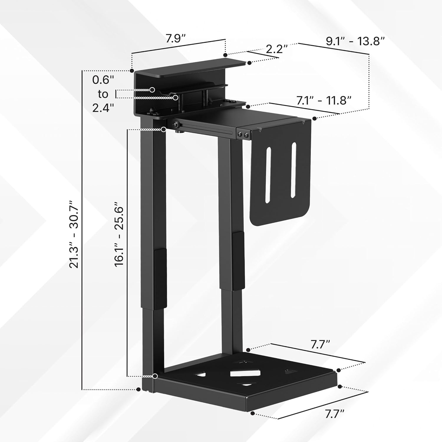 image:imageMountIt Under Desk PC Mount for Standing Desk HeavyDuty ClampOn CPU Holder Adjustable Computer Tower Mount for Desk NoDrill 66 lb Capacity Fits Mid amp Full Towers