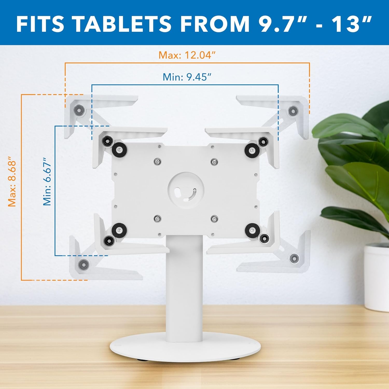 image:imageMountIt Universal Tablet Stand with Tilt AntiTheft Retail iPad POS Kiosk Stand Fits 97131 Tablets 90 Rotation amp 180 Tilt 20 lb Capacity Steel Countertop Mount BlackWhite