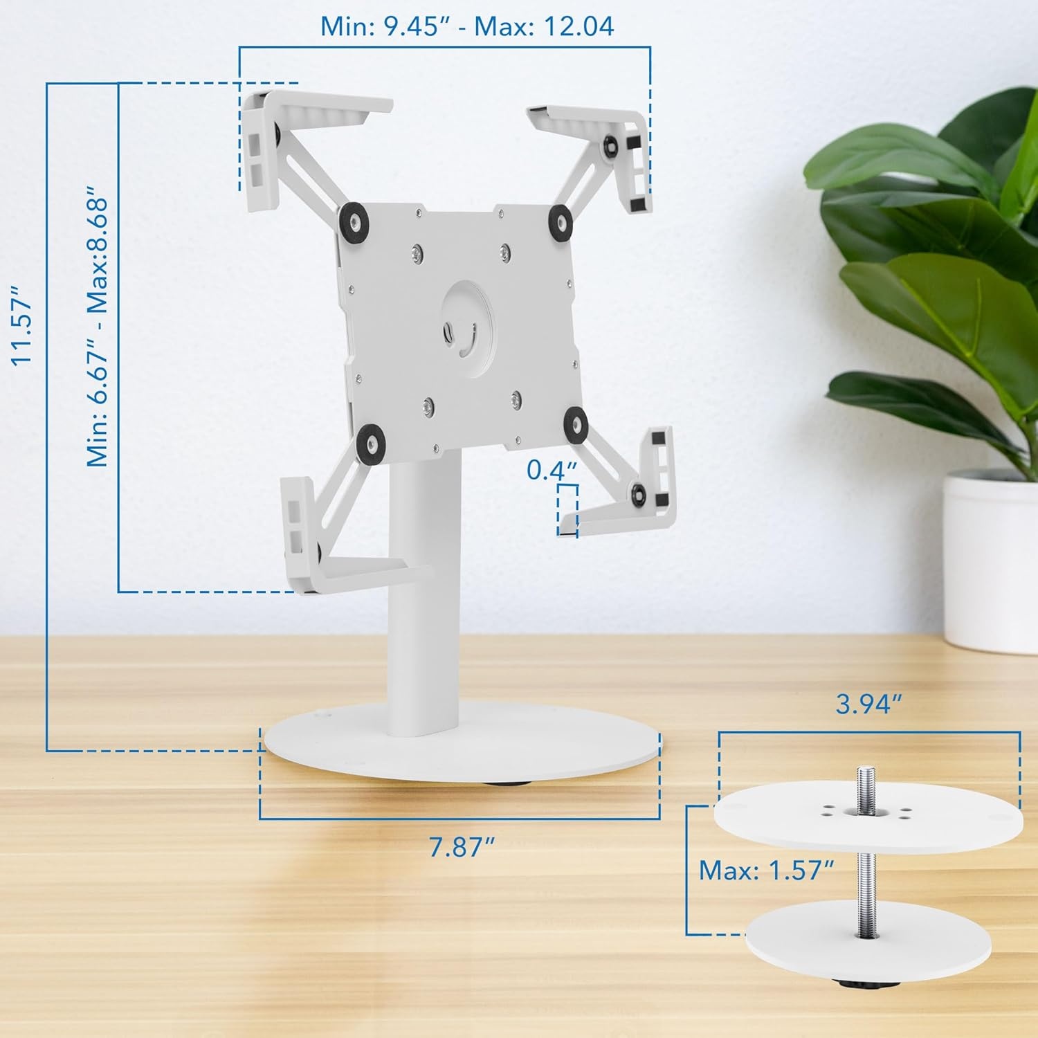 image:imageMountIt Universal Tablet Stand with Tilt AntiTheft Retail iPad POS Kiosk Stand Fits 97131 Tablets 90 Rotation amp 180 Tilt 20 lb Capacity Steel Countertop Mount BlackWhite