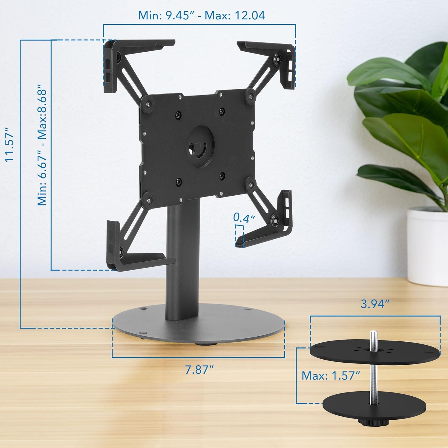 image:imageMountIt Universal Tablet Stand with Tilt AntiTheft Retail iPad POS Kiosk Stand Fits 97131 Tablets 90 Rotation amp 180 Tilt 20 lb Capacity Steel Countertop Mount BlackBlack