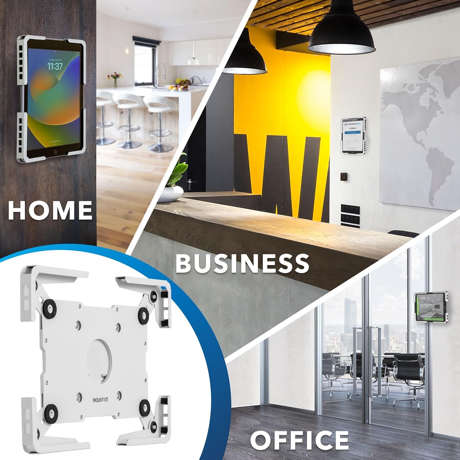 image:imageMountIt Universal iPad amp Tablet Wall Mount Holder Secure Steel Enclosure for 97131 Inch Tablets Wall or VESA 75x75 Mounting Portrait or Landscape AntiTheft Tablet Mount for Office RetailWhite