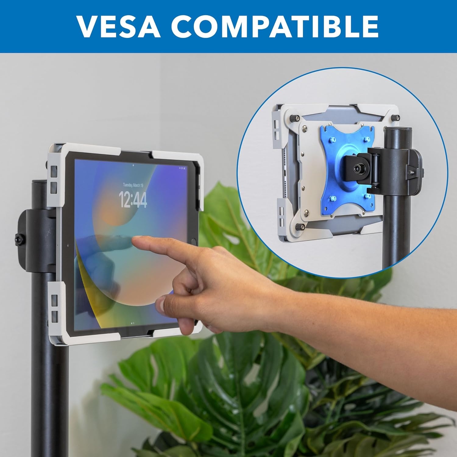 image:imageMountIt Universal iPad amp Tablet Wall Mount Holder Secure Steel Enclosure for 97131 Inch Tablets Wall or VESA 75x75 Mounting Portrait or Landscape AntiTheft Tablet Mount for Office RetailWhite