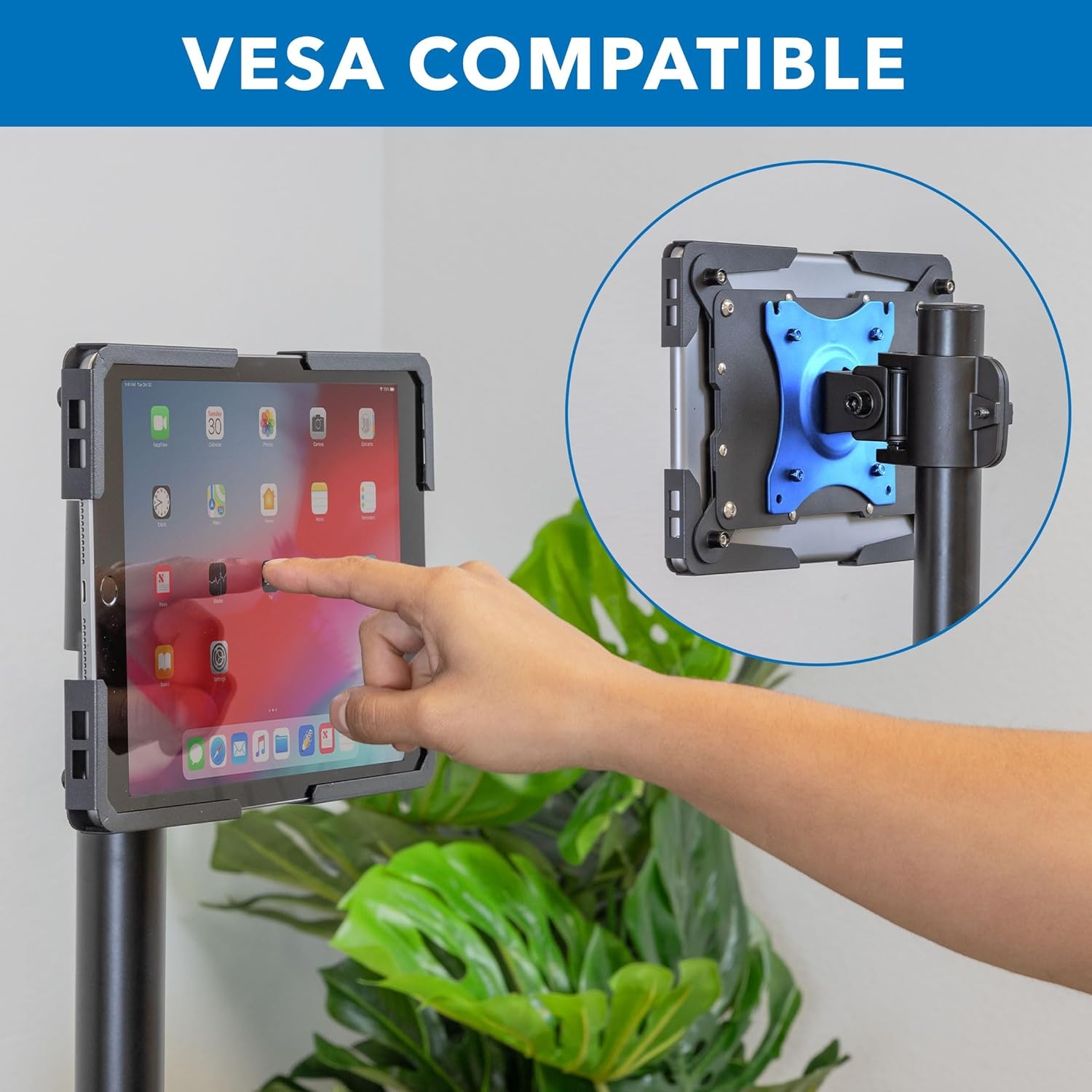 image:imageMountIt Universal iPad amp Tablet Wall Mount Holder Secure Steel Enclosure for 97131 Inch Tablets Wall or VESA 75x75 Mounting Portrait or Landscape AntiTheft Tablet Mount for Office RetailBlack