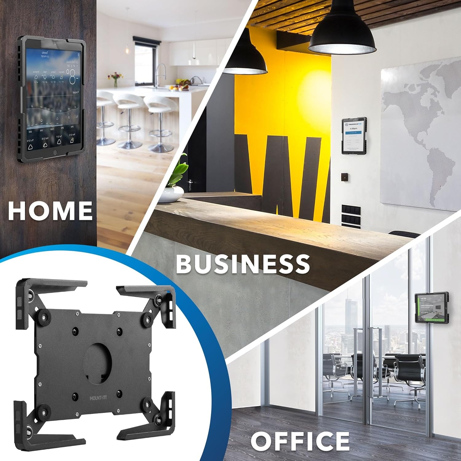image:imageMountIt Universal iPad amp Tablet Wall Mount Holder Secure Steel Enclosure for 97131 Inch Tablets Wall or VESA 75x75 Mounting Portrait or Landscape AntiTheft Tablet Mount for Office RetailBlack