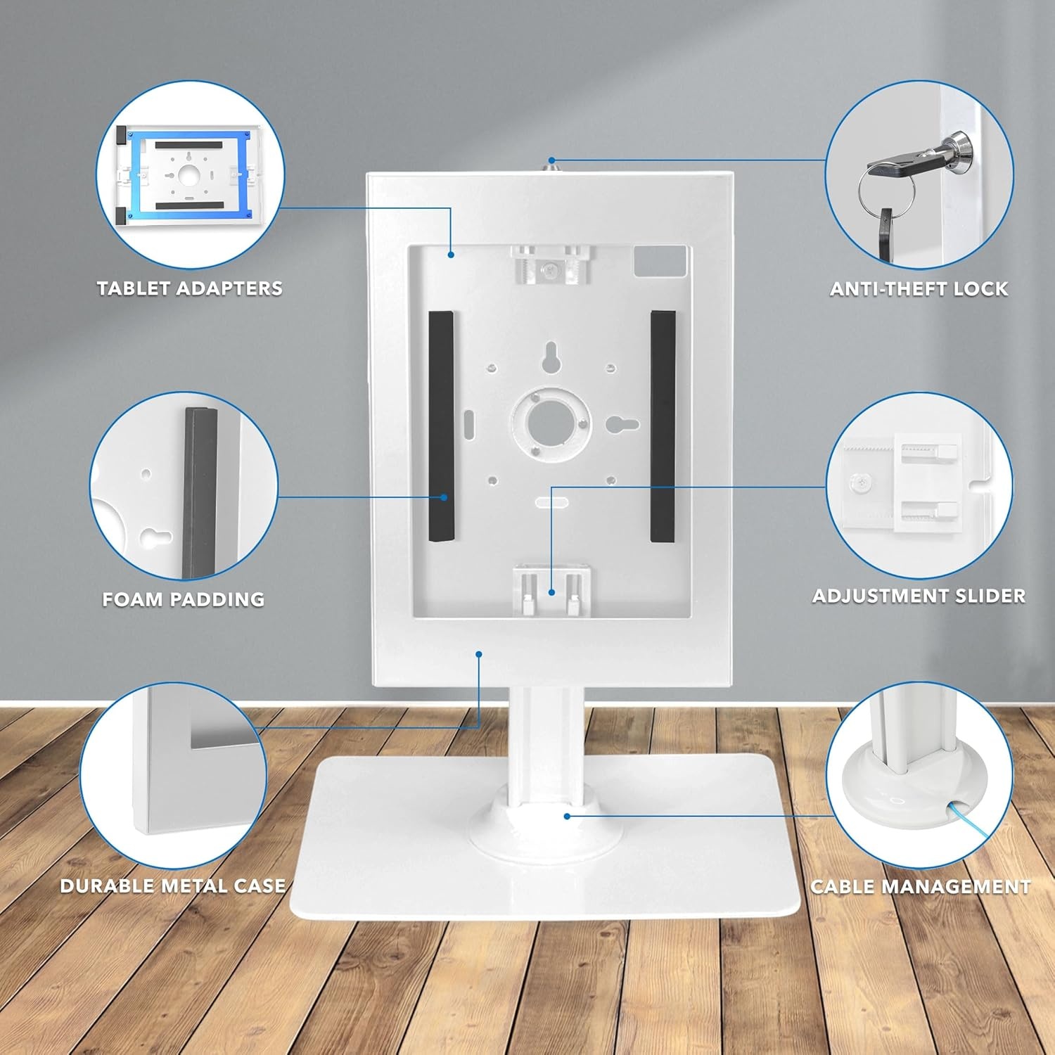 image:imageMountIt iPad Kiosk Stand AntiTheft Locking Countertop Enclosure amp 360 Rotating Base Retail POS amp Checkin Stand for iPad Pro iPad Air amp Gen 711 A16 WhiteWhite