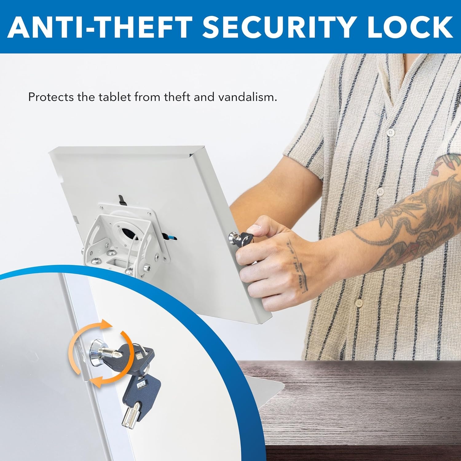 image:imageMountIt iPad Kiosk Stand AntiTheft Locking Countertop Enclosure amp 360 Rotating Base Retail POS amp Checkin Stand for iPad Pro iPad Air amp Gen 711 A16 WhiteWhite