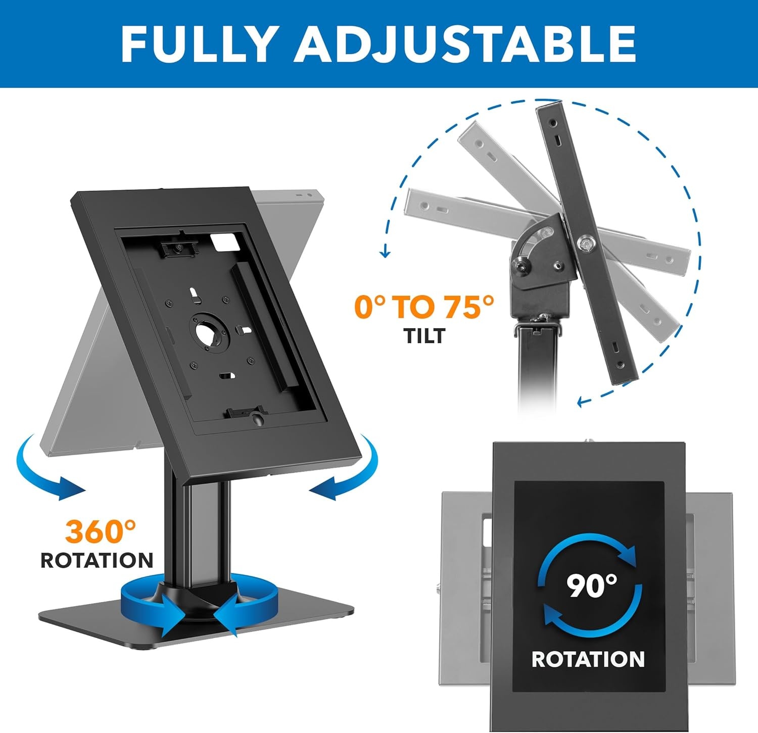 image:imageMountIt iPad Kiosk Stand AntiTheft Locking Countertop Enclosure amp 360 Rotating Base Retail POS amp Checkin Stand for iPad Pro iPad Air amp Gen 711 A16 WhiteBlack