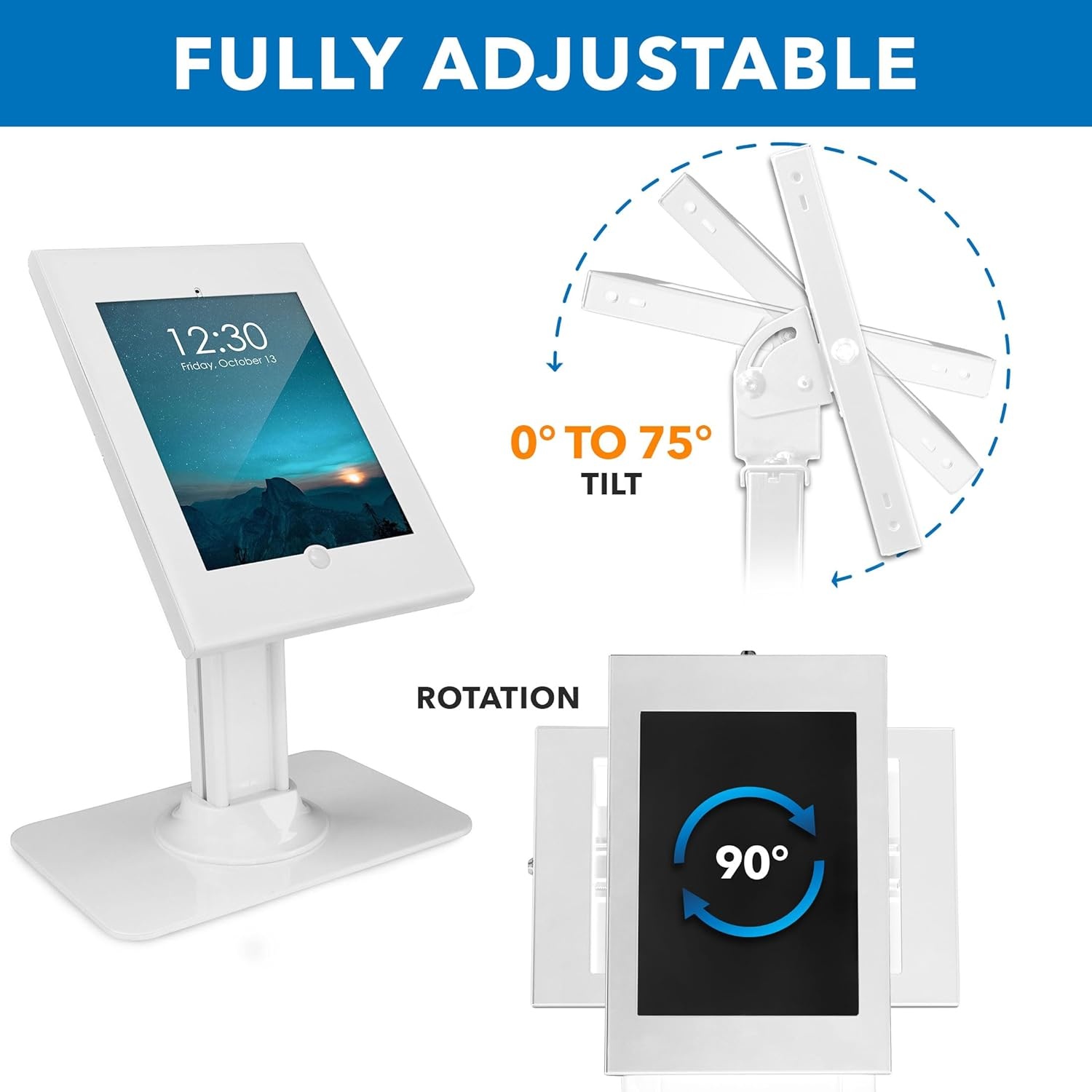 image:imageMountIt iPad Kiosk Stand AntiTheft Locking Countertop Enclosure amp 360 Rotating Base Retail POS amp Checkin Stand for iPad Pro iPad Air amp Gen 711 A16 WhiteWhite