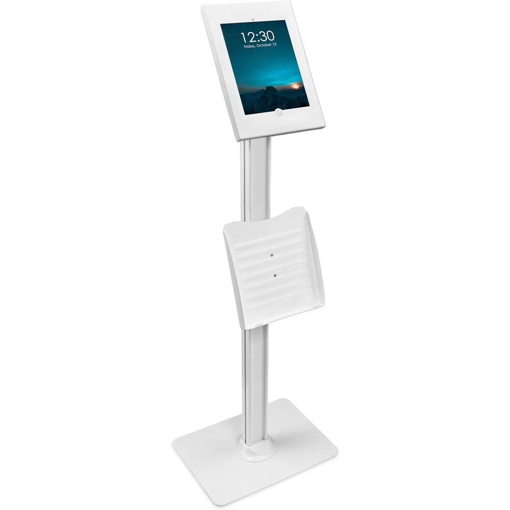 image:imageMountIt AntiTheft iPad Tablet Floor Stand Kiosk with Literature Holder Lockable Enclosure for iPad Gen 711 Pro amp Air A16 90 Rotation amp 75 Tilt Commercial Kiosk Stand Bolt Down Base BlackWhite