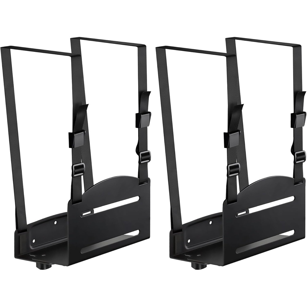 image:imageMountIt CPU Wall Mount Bracket Desktop Computer Tower Holder with Safety Straps Heavy Duty Size Adjustable CPU Holder Steel Black 22 Lbs Capacity Saves Floor and Desk Spacewall mount Pack of 2