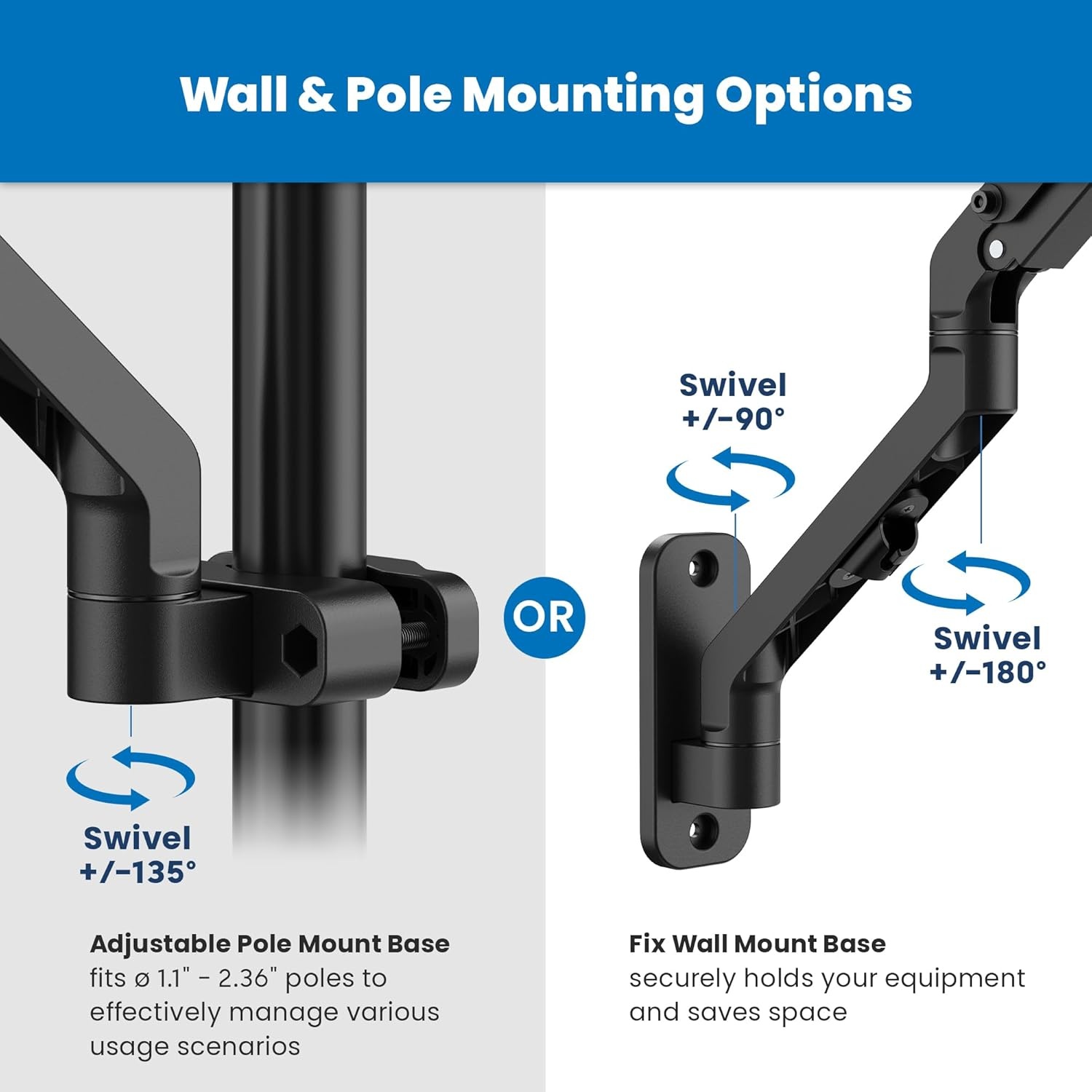 image:imageMountIt Ergonomic Laptop Arm for Wall or Pole Mounting Full Motion Adjustments Versatile Design Easy InstallationLaptop