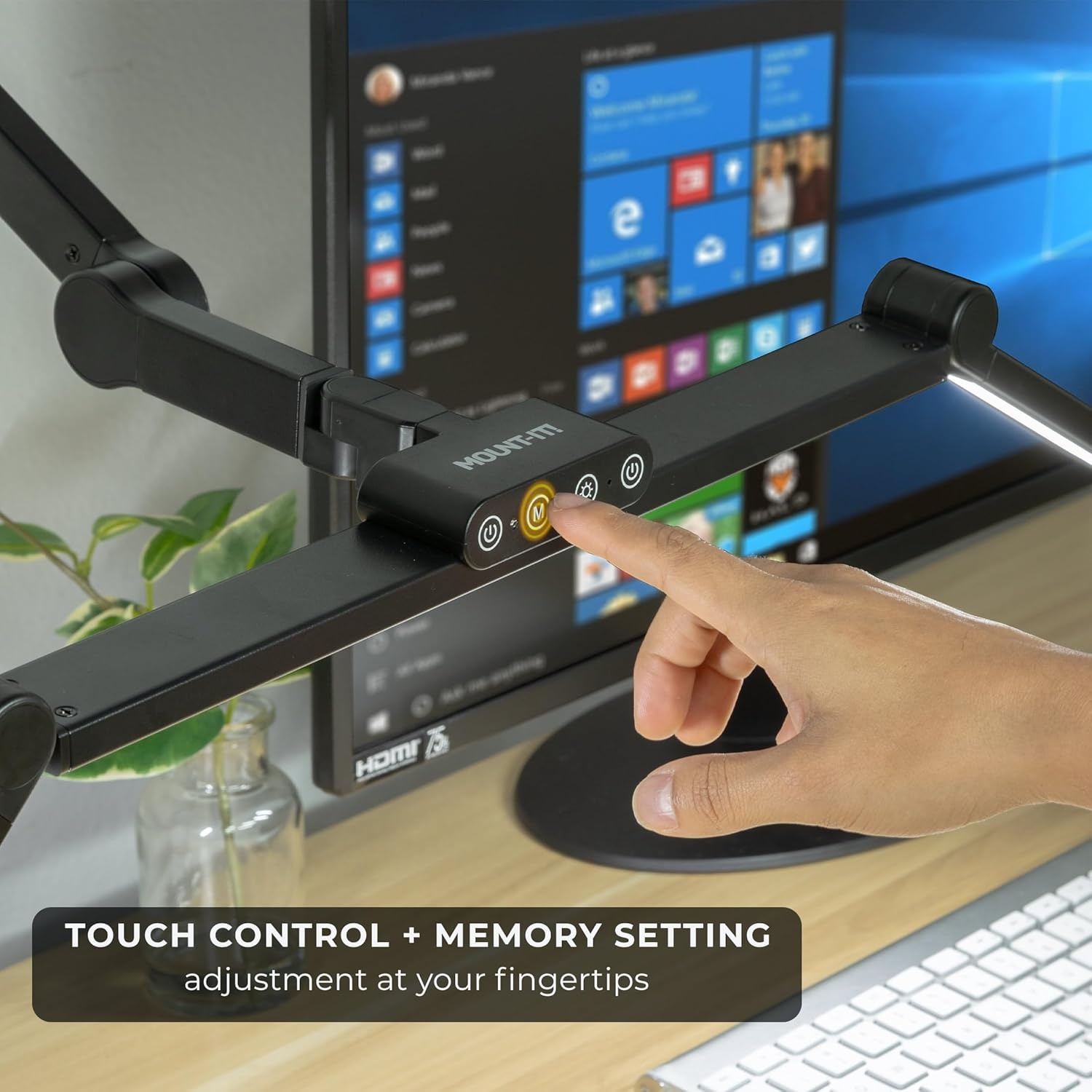 image:imageMountIt LED Desk Lamp with Adjustable Swing Arms and Clamp Base Touch Control Stepless Dimming and 5 Color Temperatures EyeCaring Lighting for Work Study and Crafting