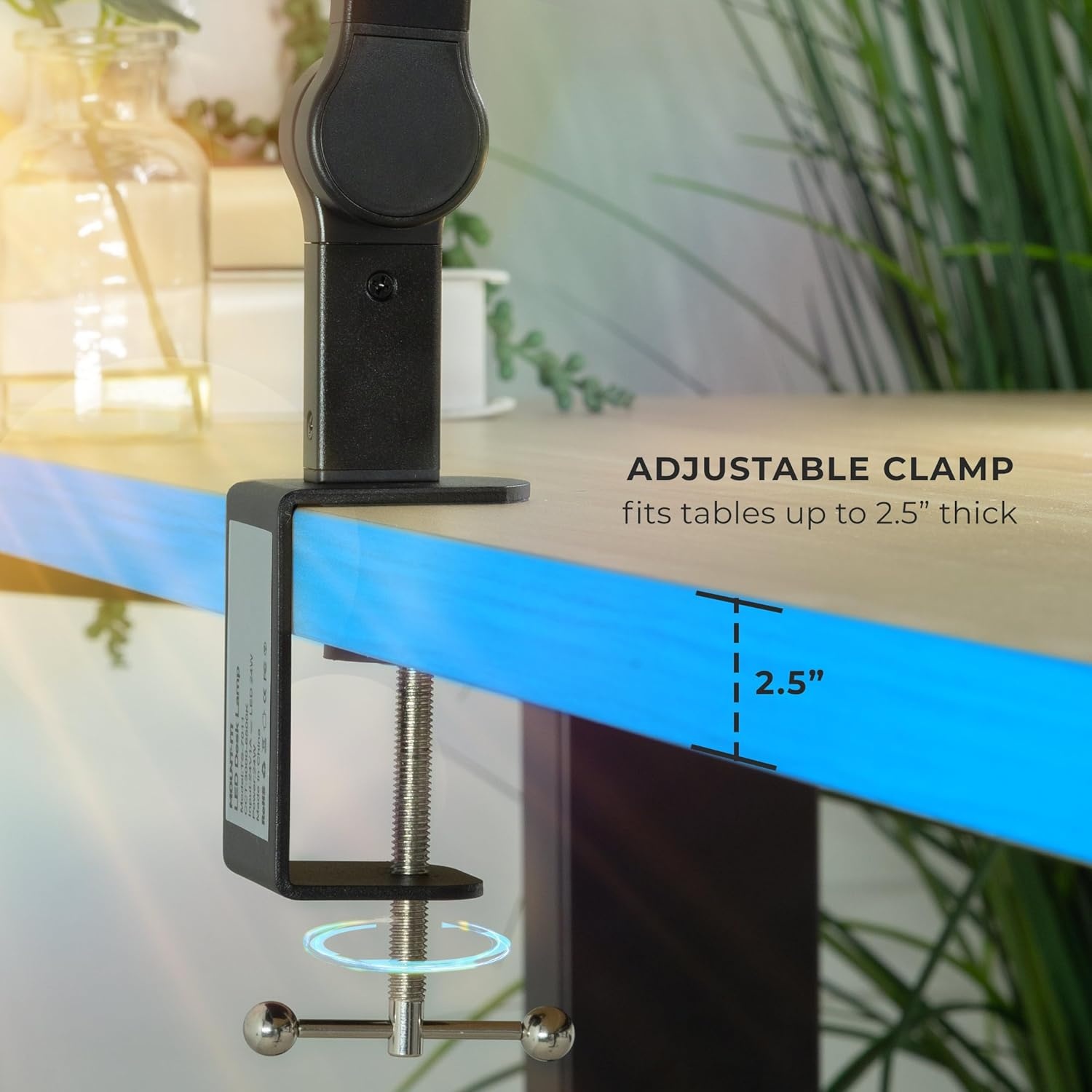 image:imageMountIt LED Desk Lamp with Adjustable Swing Arms and Clamp Base Touch Control Stepless Dimming and 5 Color Temperatures EyeCaring Lighting for Work Study and Crafting
