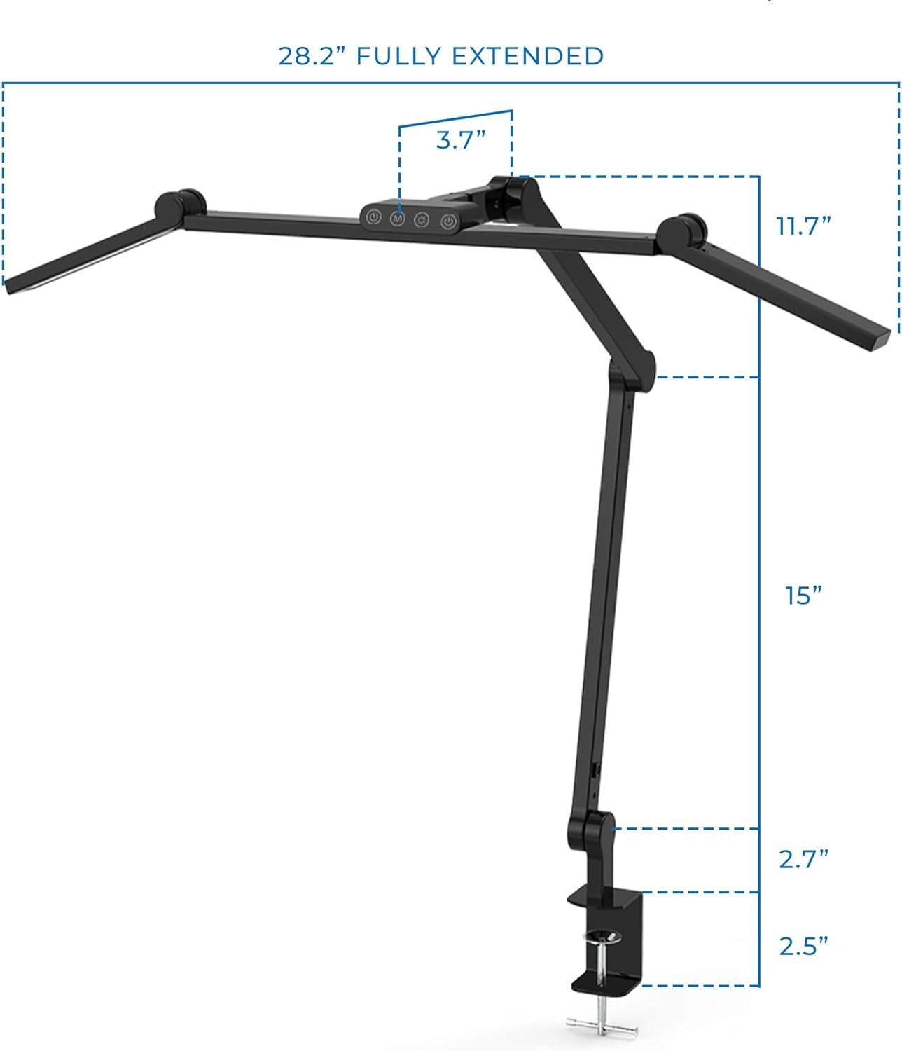 image:imageMountIt LED Desk Lamp with Adjustable Swing Arms and Clamp Base Touch Control Stepless Dimming and 5 Color Temperatures EyeCaring Lighting for Work Study and Crafting