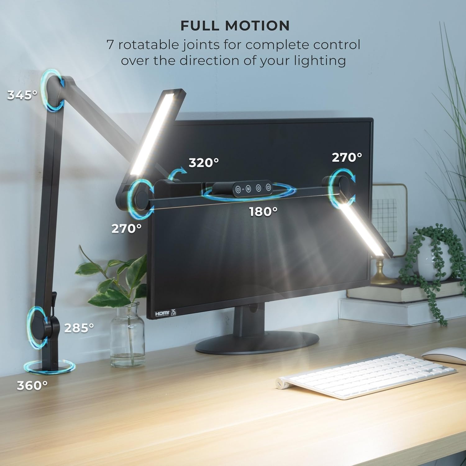 image:imageMountIt LED Desk Lamp with Adjustable Swing Arms and Clamp Base Touch Control Stepless Dimming and 5 Color Temperatures EyeCaring Lighting for Work Study and Crafting