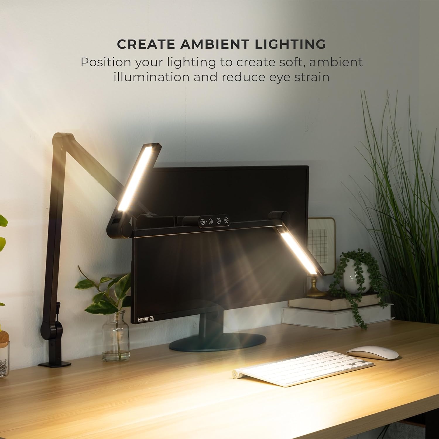 image:imageMountIt LED Desk Lamp with Adjustable Swing Arms and Clamp Base Touch Control Stepless Dimming and 5 Color Temperatures EyeCaring Lighting for Work Study and Crafting