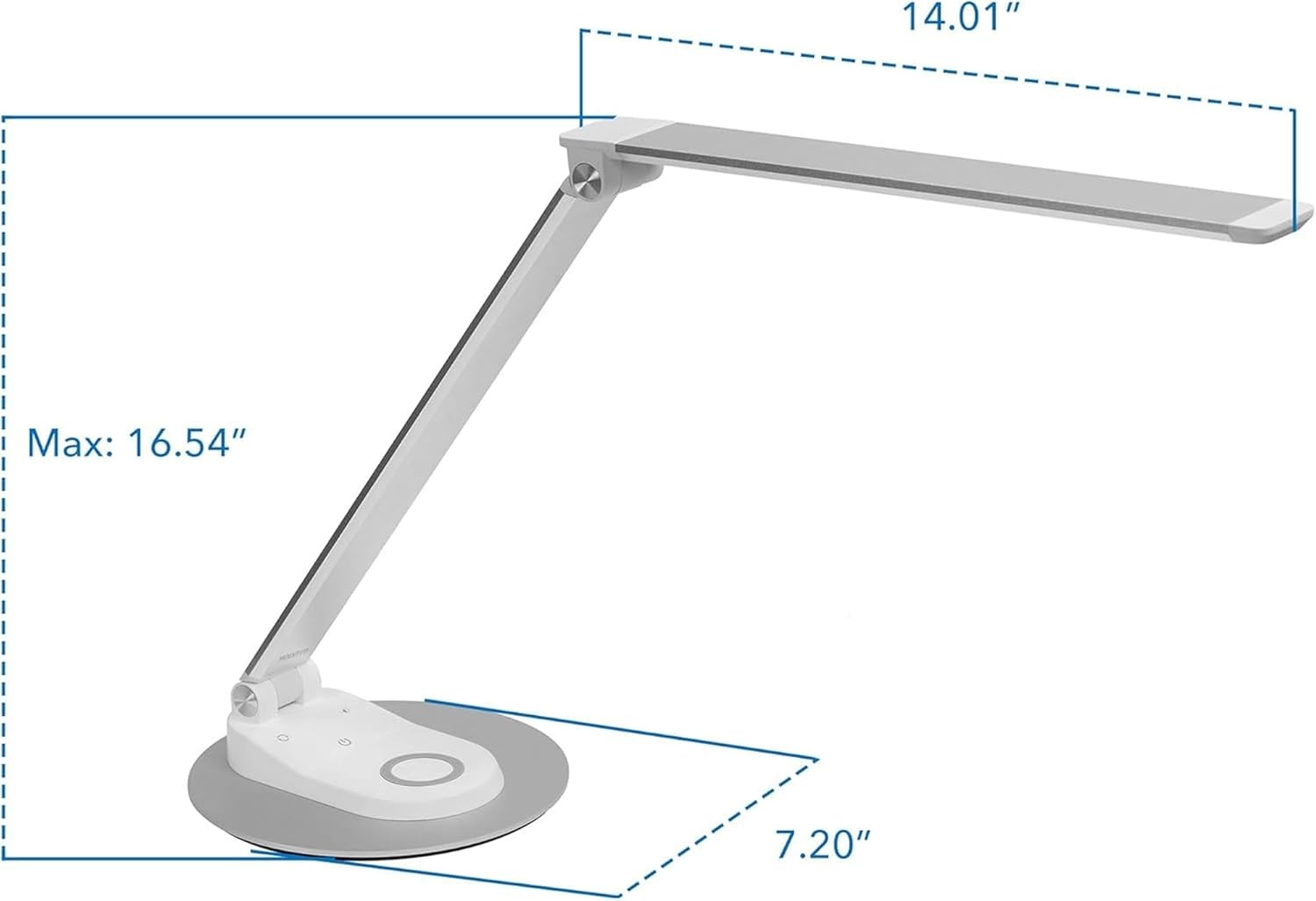 image:imageMountIt LED Desk Lamp with Wireless Charger and USBC Charging Port Dimmable Desk Lamp with 25 Brightness and Color Modes for Home or Office Adjustable Arm SilverWhite