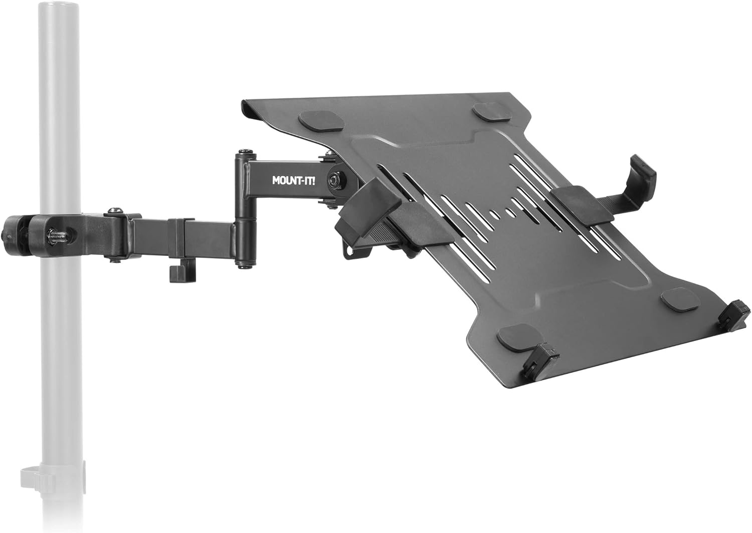 image:imageMountIt Laptop Pole Mount Tray Full Motion Laptop Mount Fits Up to 156 Laptops Universal Adjustable Steel Notebook Stand for Add On to Monitor Mounts