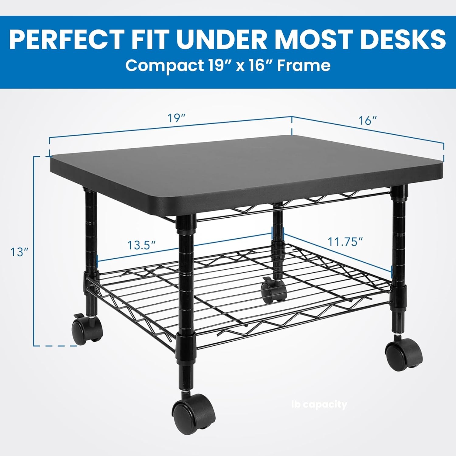 image:imageMountIt Printer Stand With Wheels 3Tier Large Printer Cart With Storage Shelves For 3D amp Laser Printer Scanner Heat Press Rolling Metal Utility Table For Home and Office Use 200 Lbs Capacity2Tier