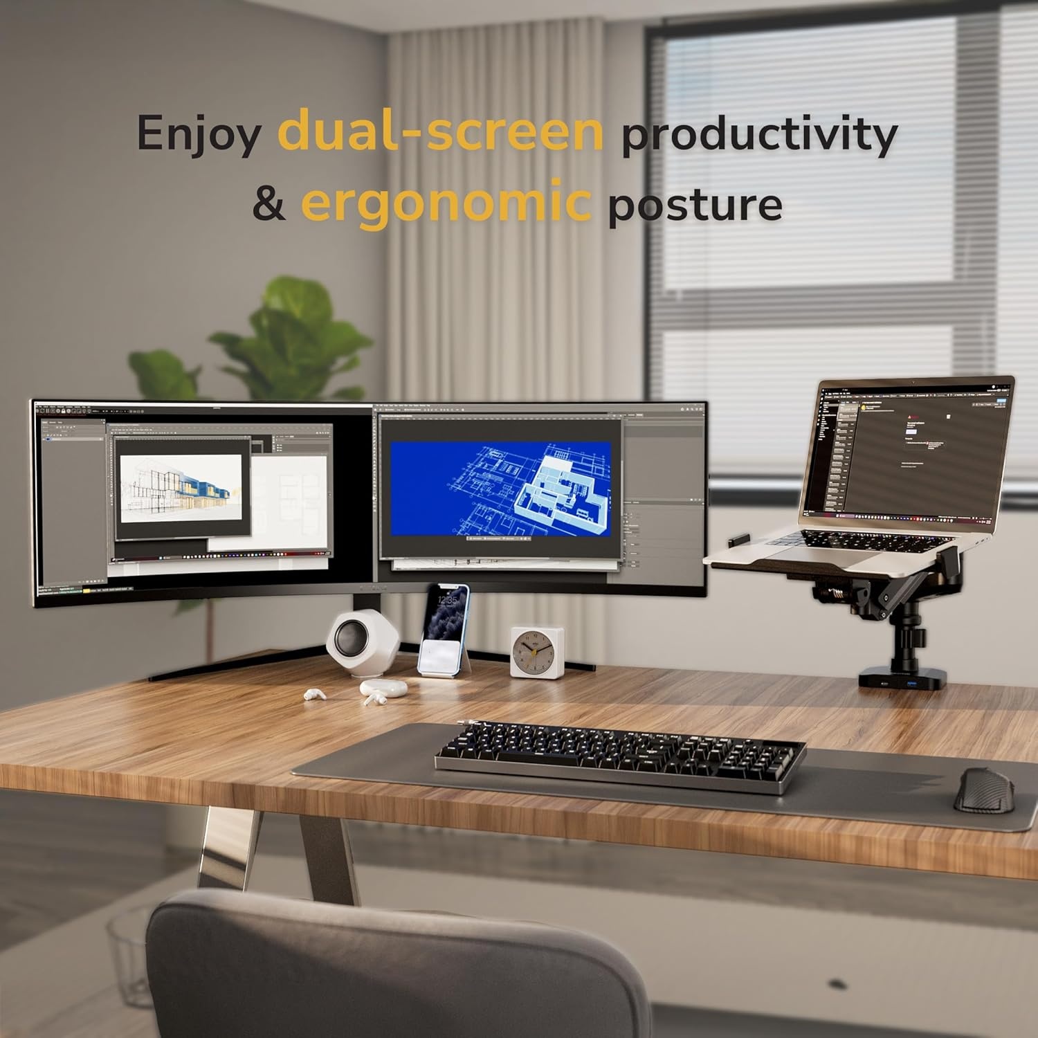 image:imageMountIt Proflex Series Premium Laptop Desk Mount with Pole Gas Spring Arm Fits 116173 Laptops up to 198 lbs USB 30 amp USBC Ports Full Motion TiltSwivel Clamp or Grommet