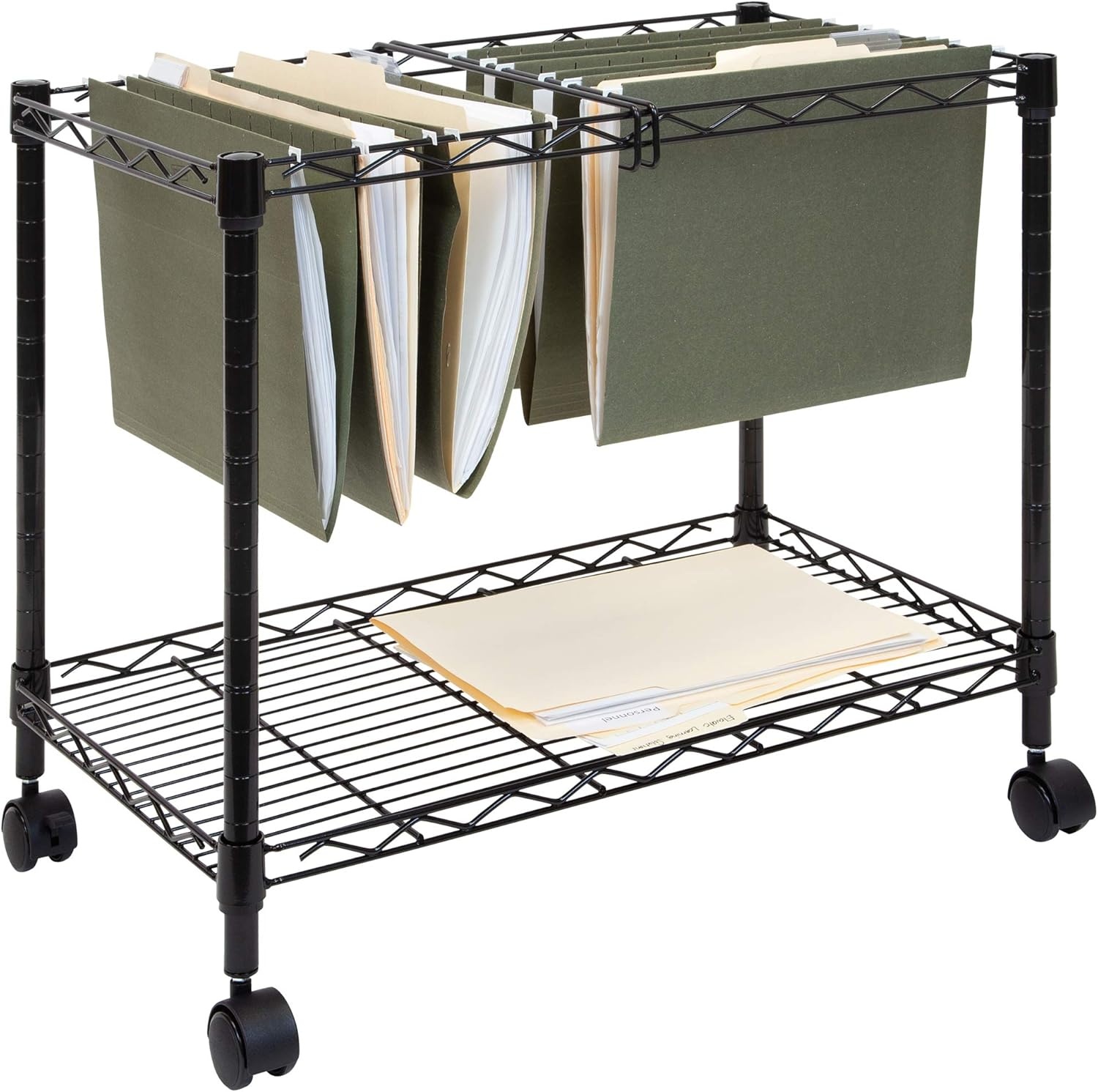 image:imageMountIt Rolling File Cart with Locking Casters Mobile Filing Cabinet for Letter and Legal Size Folders Commercial Grade Steel with Storage Shelf Fits Under Desk Black 23 W x 135 D x 20 H