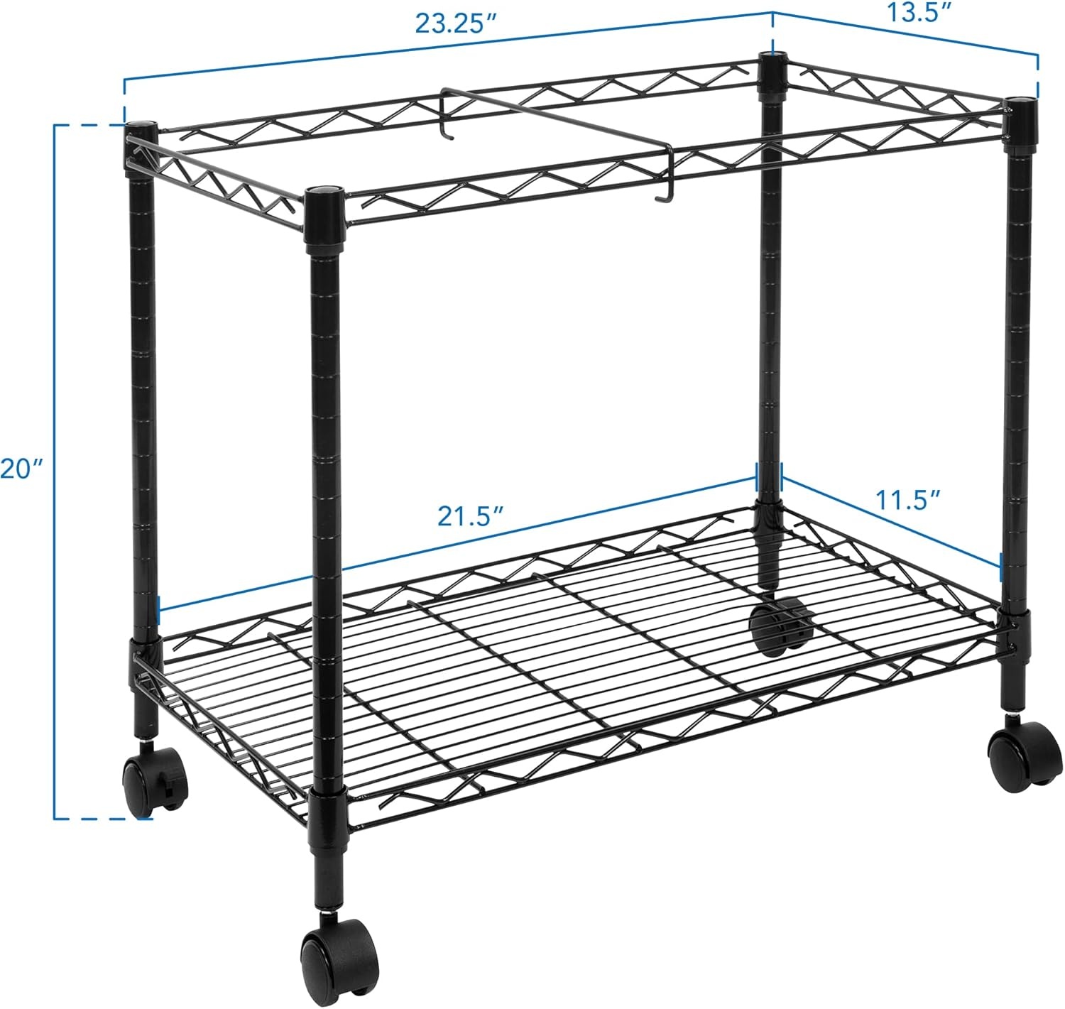 image:imageMountIt Rolling File Cart with Locking Casters Mobile Filing Cabinet for Letter and Legal Size Folders Commercial Grade Steel with Storage Shelf Fits Under Desk Black 23 W x 135 D x 20 H