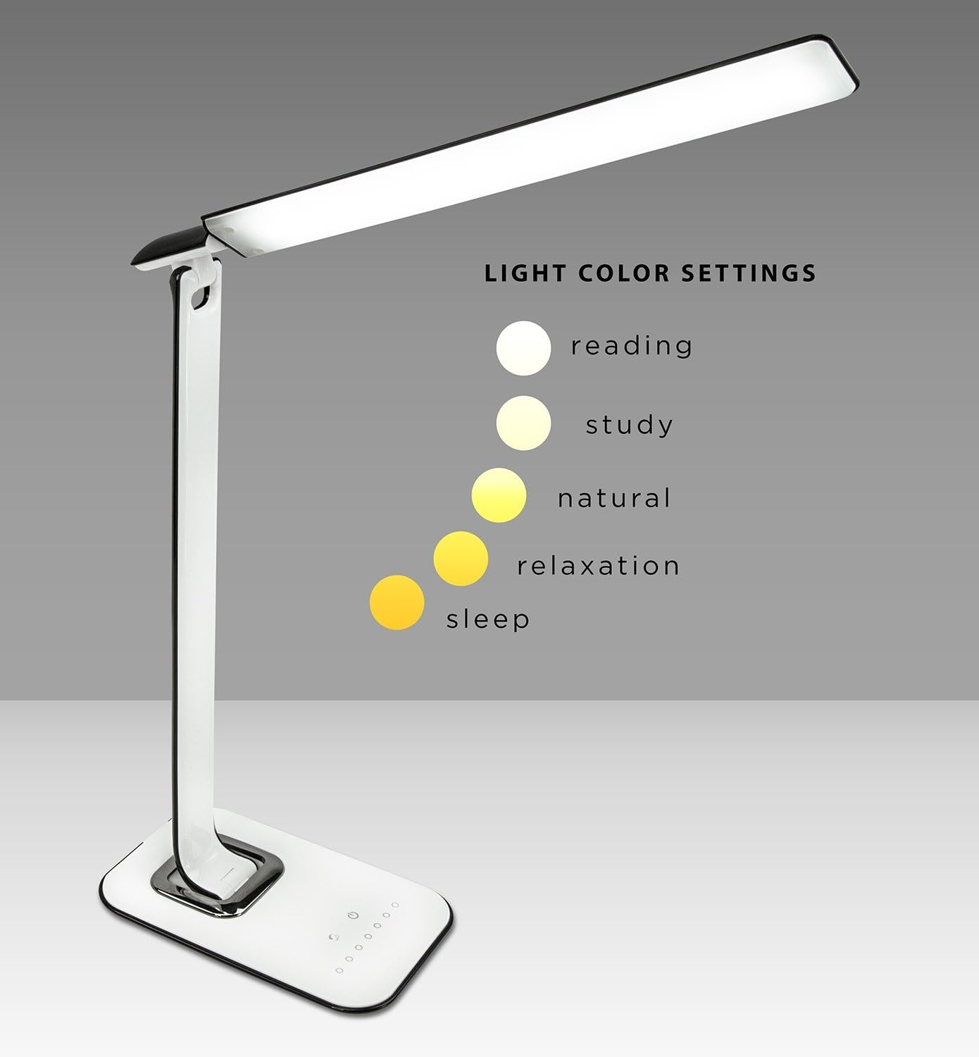 image:imageTurcom LED Desk Lamp With USB Charging Port Dimmable Touch Controls wColor Adjustment Eye Care Task Lamp 5W 1000 LuxMulticolor