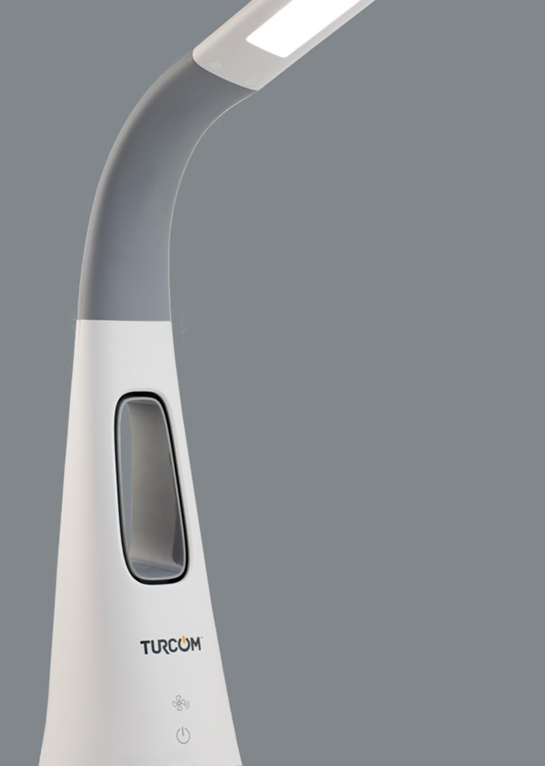 image:imageTurcom LED Desk Lamp with Fan Dimmable Bladeless Quiet Desk Fan with Adjustable Gooseneck Touch Control 3 Speeds and 5 Brightness Levels EyeCaring Reading Light for Office Study Bedroom White