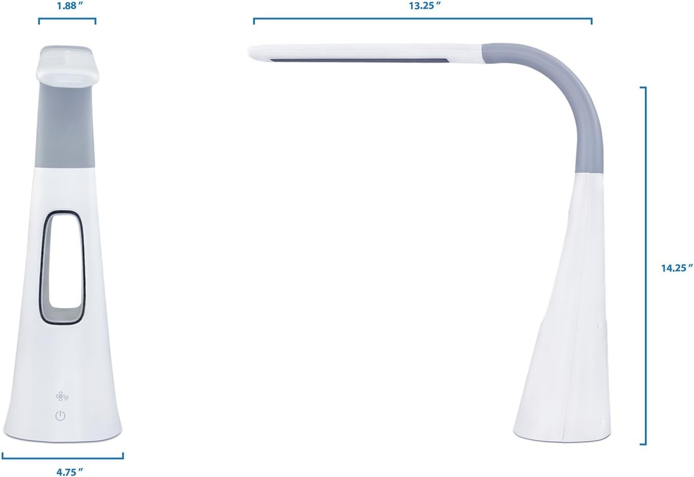 image:imageTurcom LED Desk Lamp with Fan Dimmable Bladeless Quiet Desk Fan with Adjustable Gooseneck Touch Control 3 Speeds and 5 Brightness Levels EyeCaring Reading Light for Office Study Bedroom White