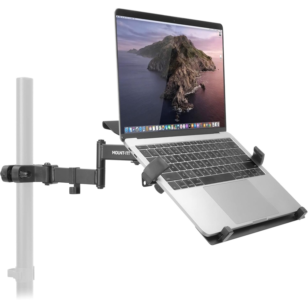 image:imageMountIt Laptop Pole Mount Tray Full Motion Laptop Mount Fits Up to 156 Laptops Universal Adjustable Steel Notebook Stand for Add On to Monitor Mounts