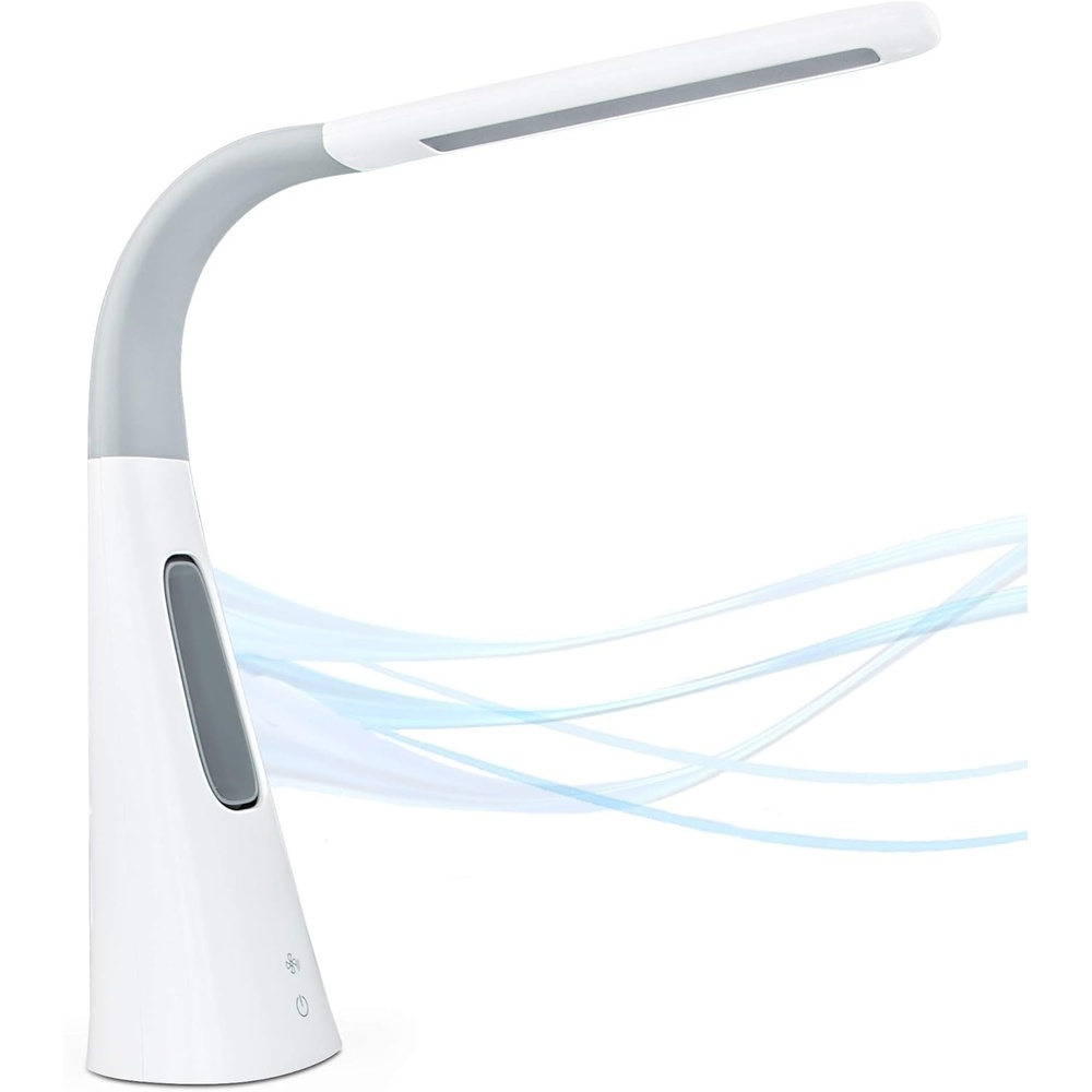 image:imageTurcom LED Desk Lamp with Fan Dimmable Bladeless Quiet Desk Fan with Adjustable Gooseneck Touch Control 3 Speeds and 5 Brightness Levels EyeCaring Reading Light for Office Study Bedroom White