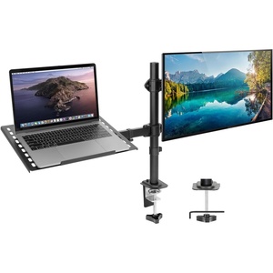 image:imageMountIt Laptop Desk Mount with Monitor Arm Dual Laptop and Monitor Stand Fully Adjustable VESA Compatible Ventilated Tray Fits 1332 Screens and Laptops up to 17 Clamp amp Grommet Base