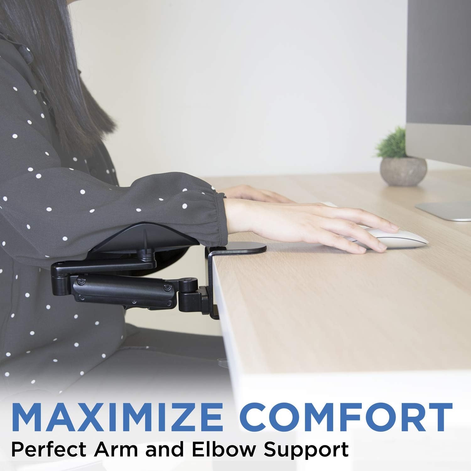 image:imageMountIt Adjustable Arm Rest for Desk Ergonomic Elbow amp Forearm Support Height Adjustable Full Motion Rotating Desk Arm with ClampOn Base for Computer amp Keyboard Use Steel Construction MI7145
