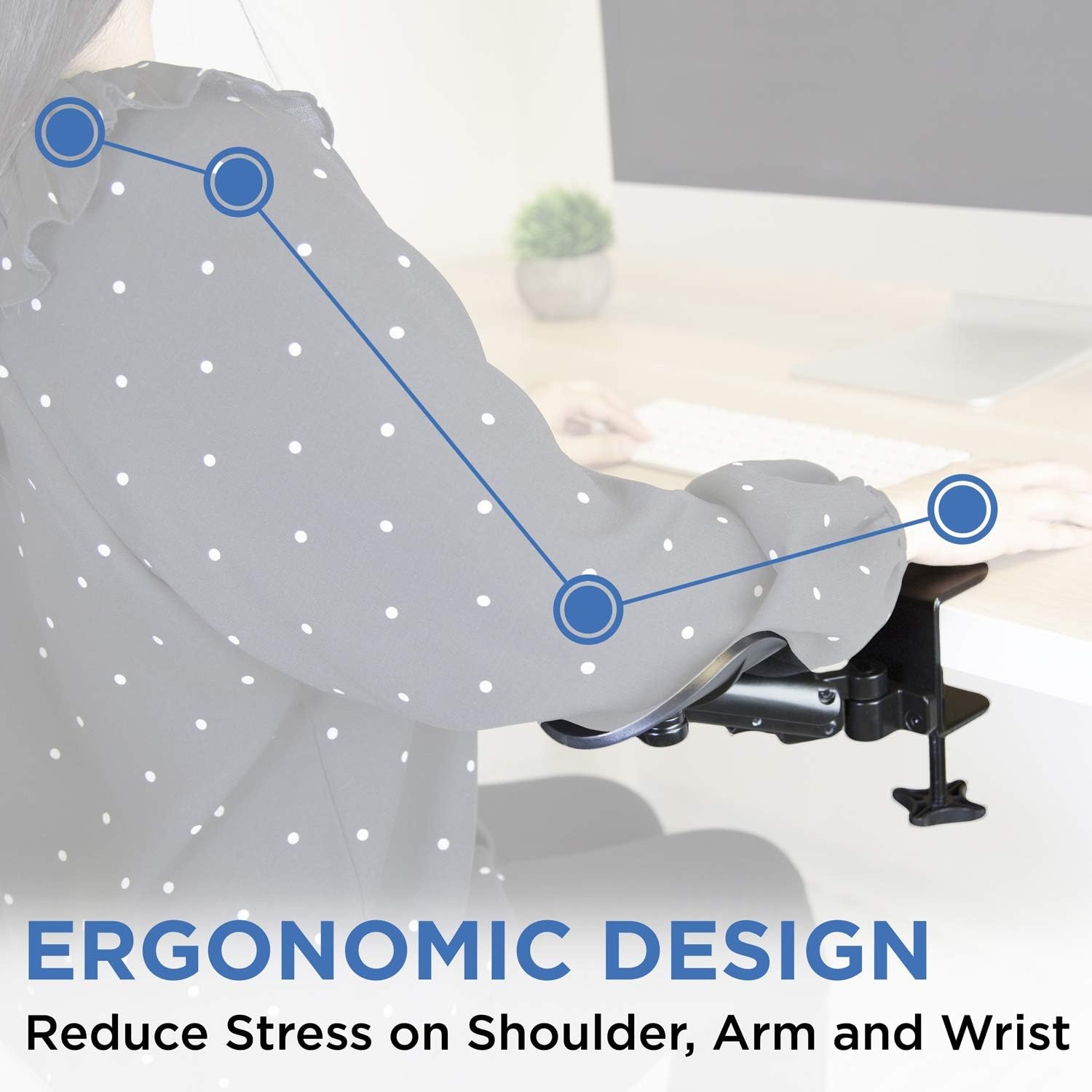 image:imageMountIt Adjustable Arm Rest for Desk Ergonomic Elbow amp Forearm Support Height Adjustable Full Motion Rotating Desk Arm with ClampOn Base for Computer amp Keyboard Use Steel Construction MI7145