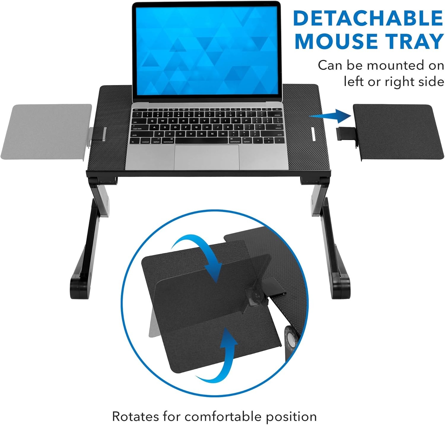 image:imageMountIt Adjustable Laptop Stand amp Lap Desk with USB Cooling Fans Large Aluminum Laptop Tray with Mouse Pad Portable SitStand Laptop Desk for Bed Couch amp Table