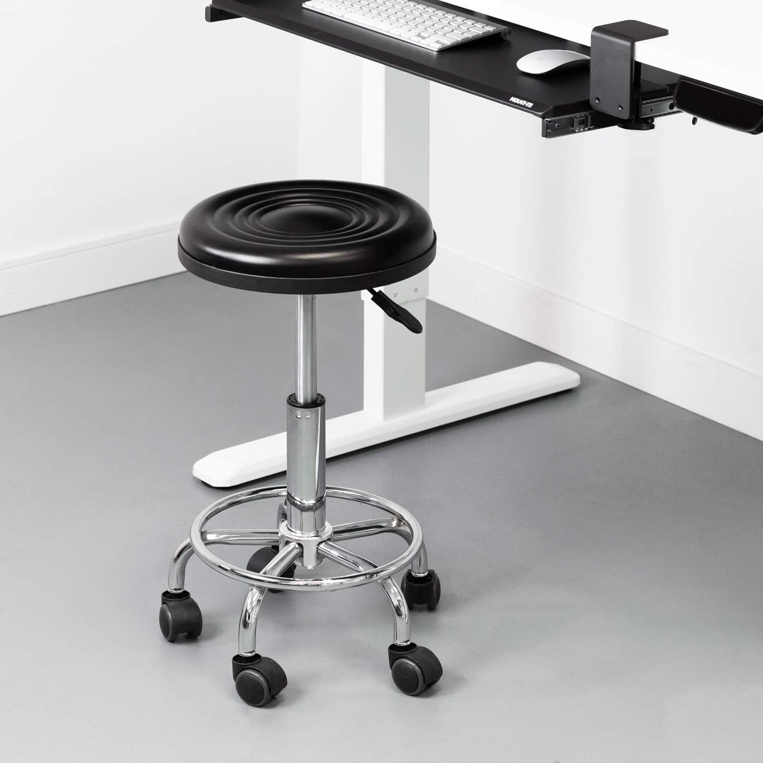 image:imageMountIt Adjustable Rolling Stool with Wheels Swivel Backless Doctor Stool Hydraulic Seat for Salon Spa Tattoo Garage Medical Office Desk 181 to 236 Height 250 lb Capacity Black