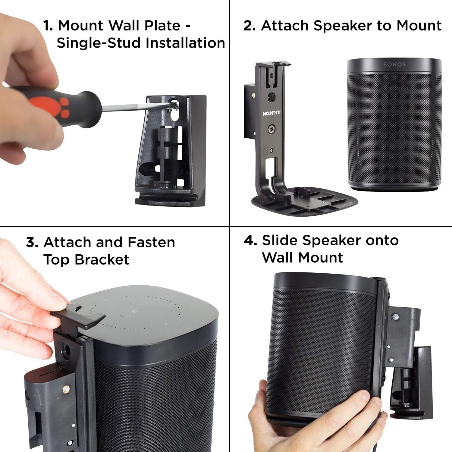 image:imageMountIt Adjustable Speaker Wall Mount for SONOS One One SL and Play1 Black