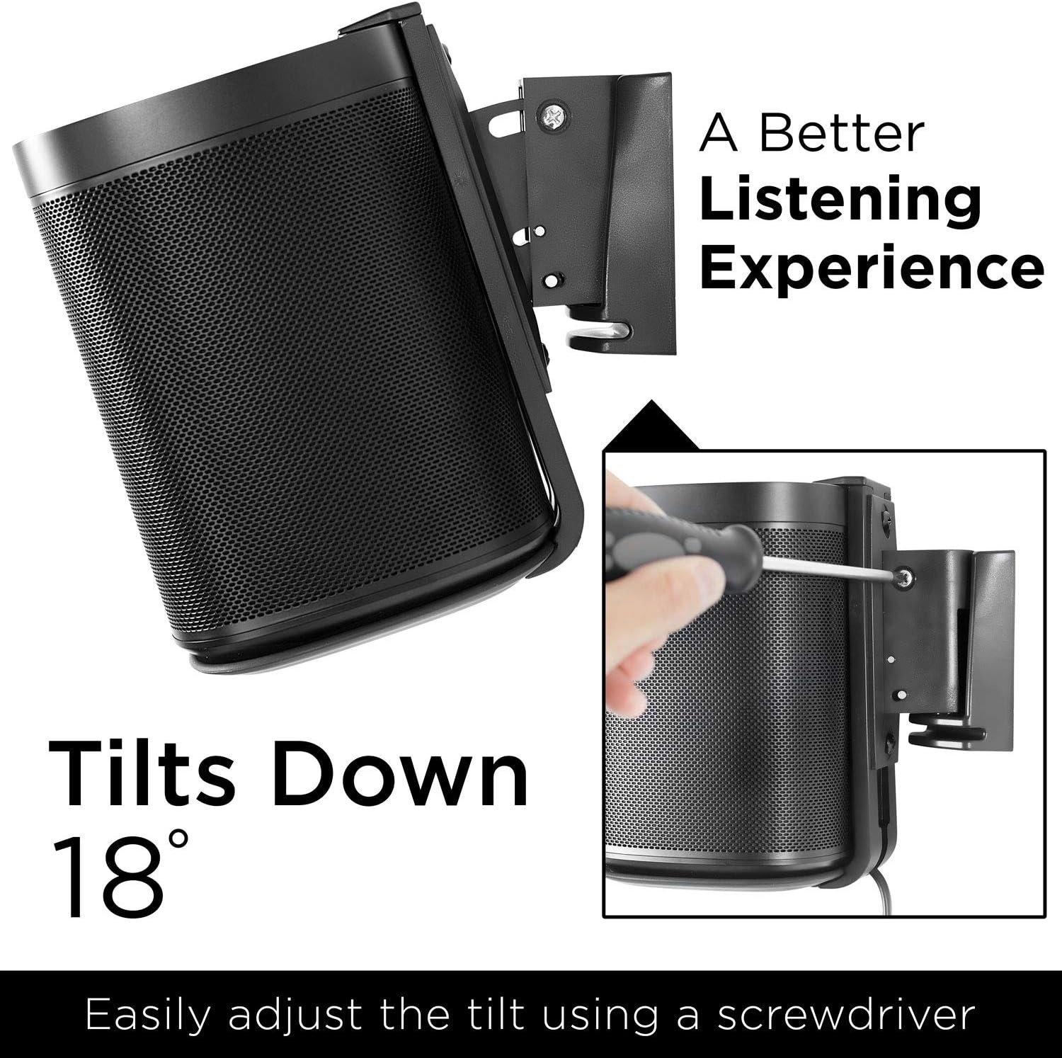 image:imageMountIt Adjustable Speaker Wall Mount for SONOS One One SL and Play1 Black