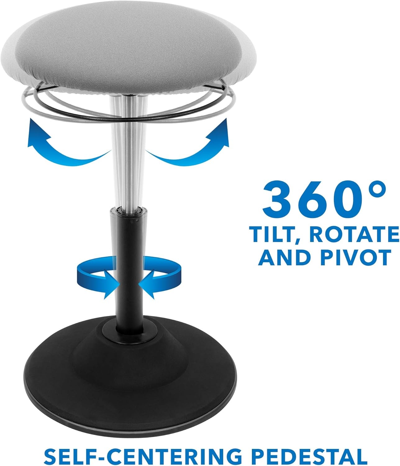image:imageMountIt Height Adjustable Wobble Stool Ergonomic Standing Desk Chair for Office Wobble Stools for Classroom Seating Ergonomic Stools 360 Swivel amp Rocking Motion Foam Padded NonSlip in Black