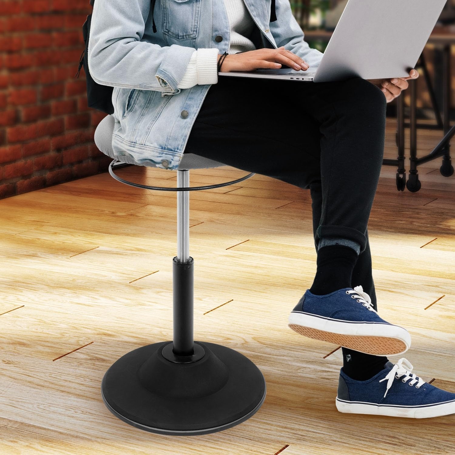 image:imageMountIt Height Adjustable Wobble Stool Ergonomic Standing Desk Chair for Office Wobble Stools for Classroom Seating Ergonomic Stools 360 Swivel amp Rocking Motion Foam Padded NonSlip in Black