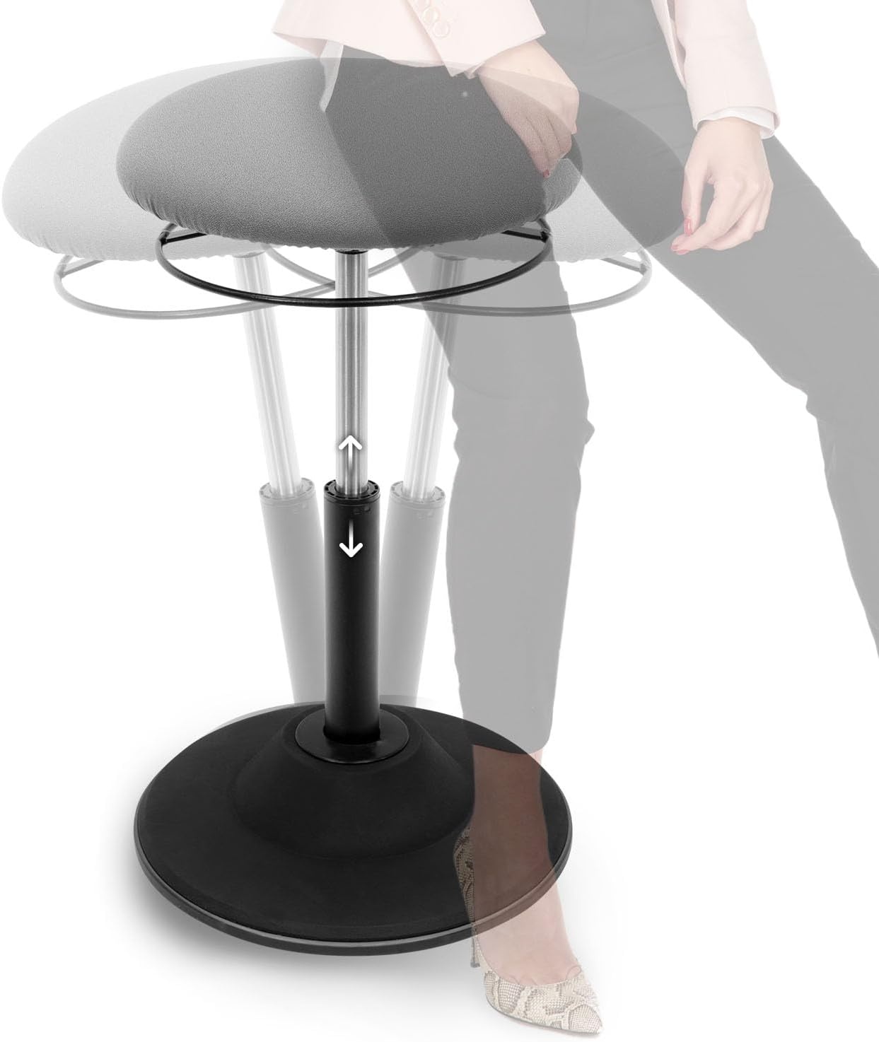 image:imageMountIt Height Adjustable Wobble Stool Ergonomic Standing Desk Chair for Office Wobble Stools for Classroom Seating Ergonomic Stools 360 Swivel amp Rocking Motion Foam Padded NonSlip in Black
