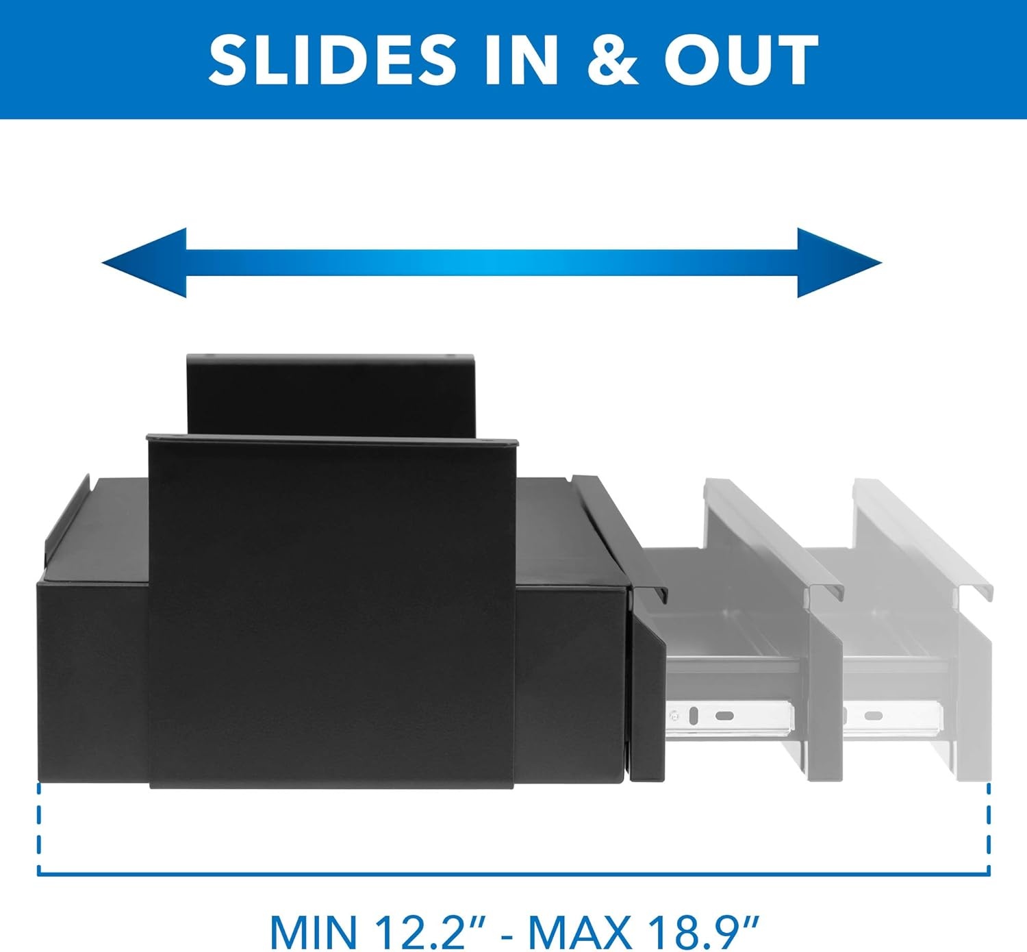 image:imageMountIt Hidden Under Desk PullOut Drawer with Shelf HeavyDuty Steel Under Table Storage Organizer Smooth Slide Track Fits Desks Over 071 Thick 11 lb CapacityTall